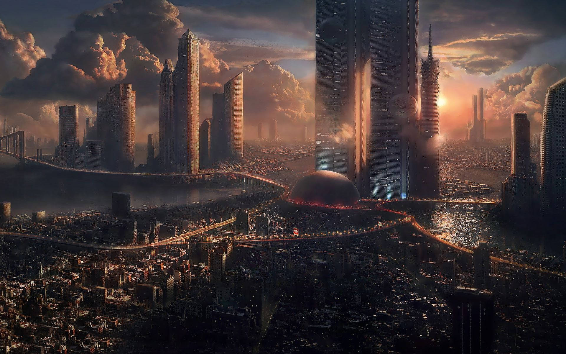 Destroyed City Sci Fi Background
