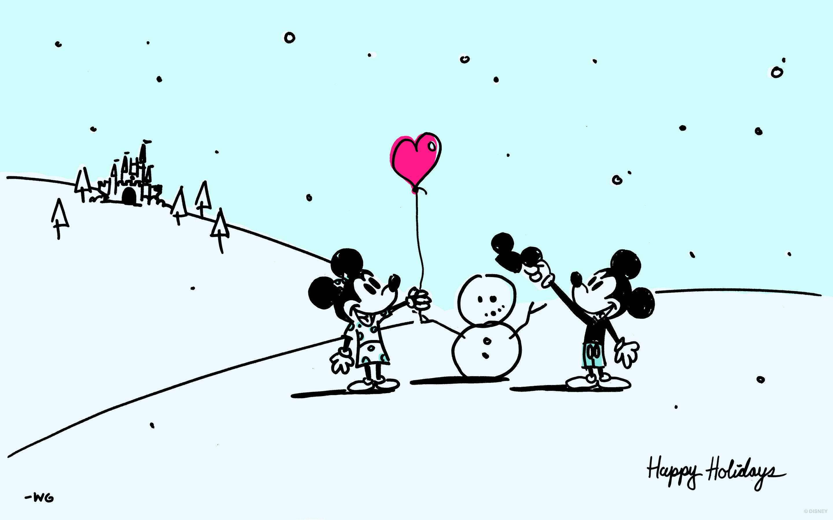 Disney Holiday Mickey Sketch Background