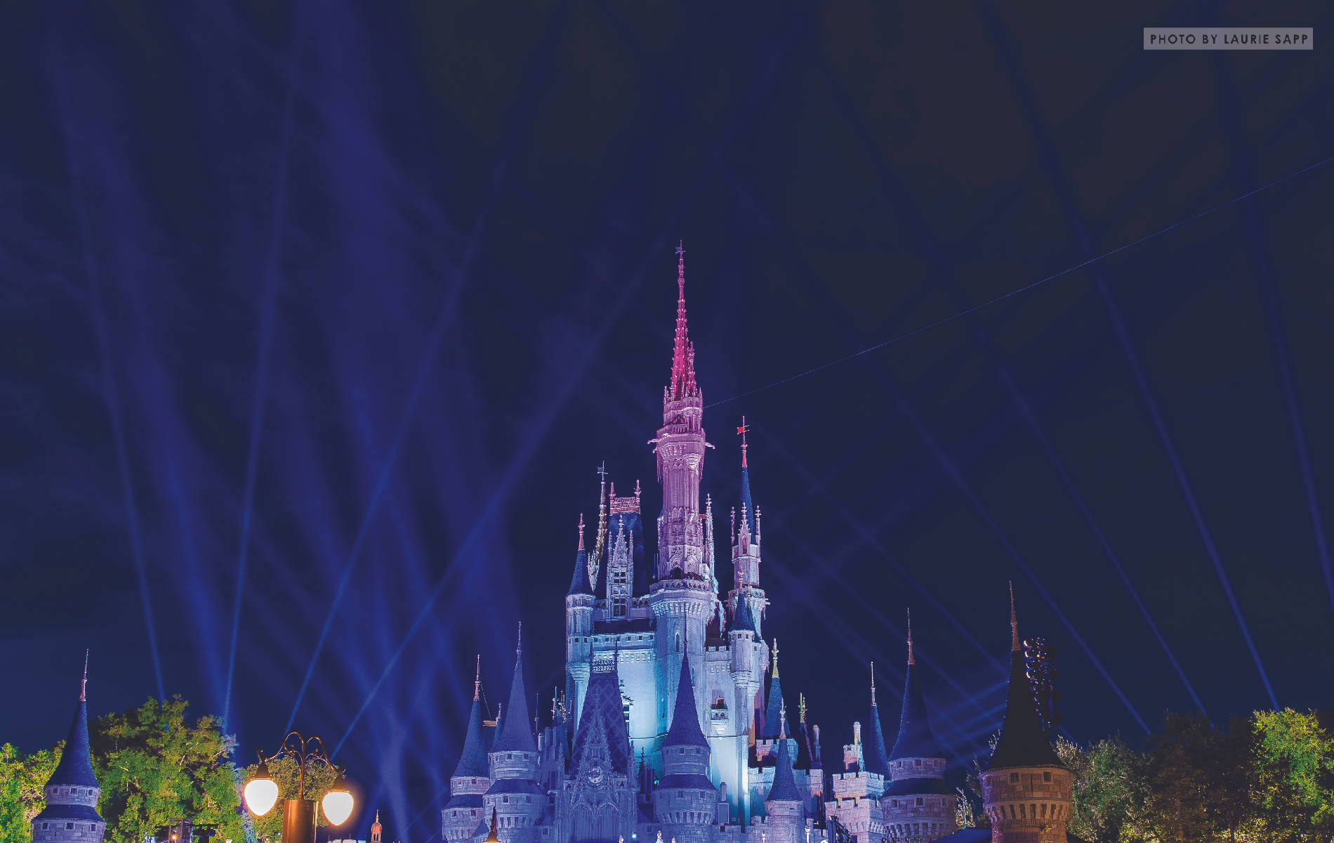 Disney World With Blue Lights Background