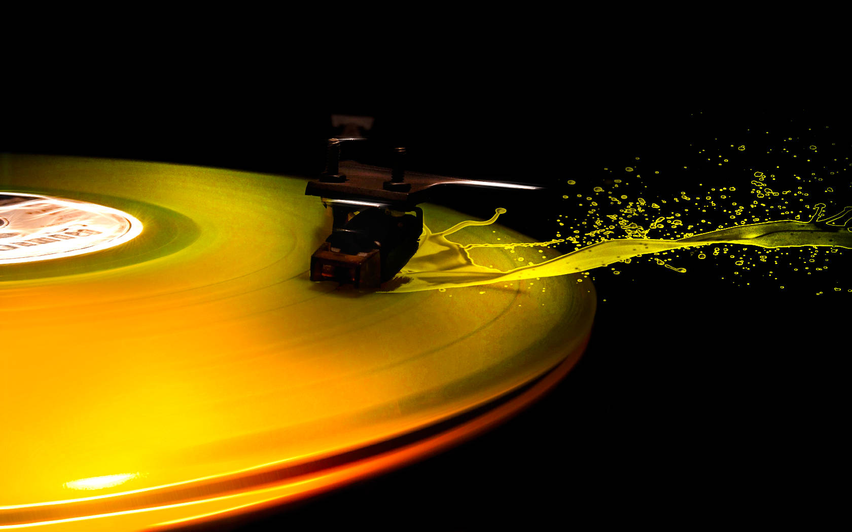 Dj Vinyl Yellow Splash Background