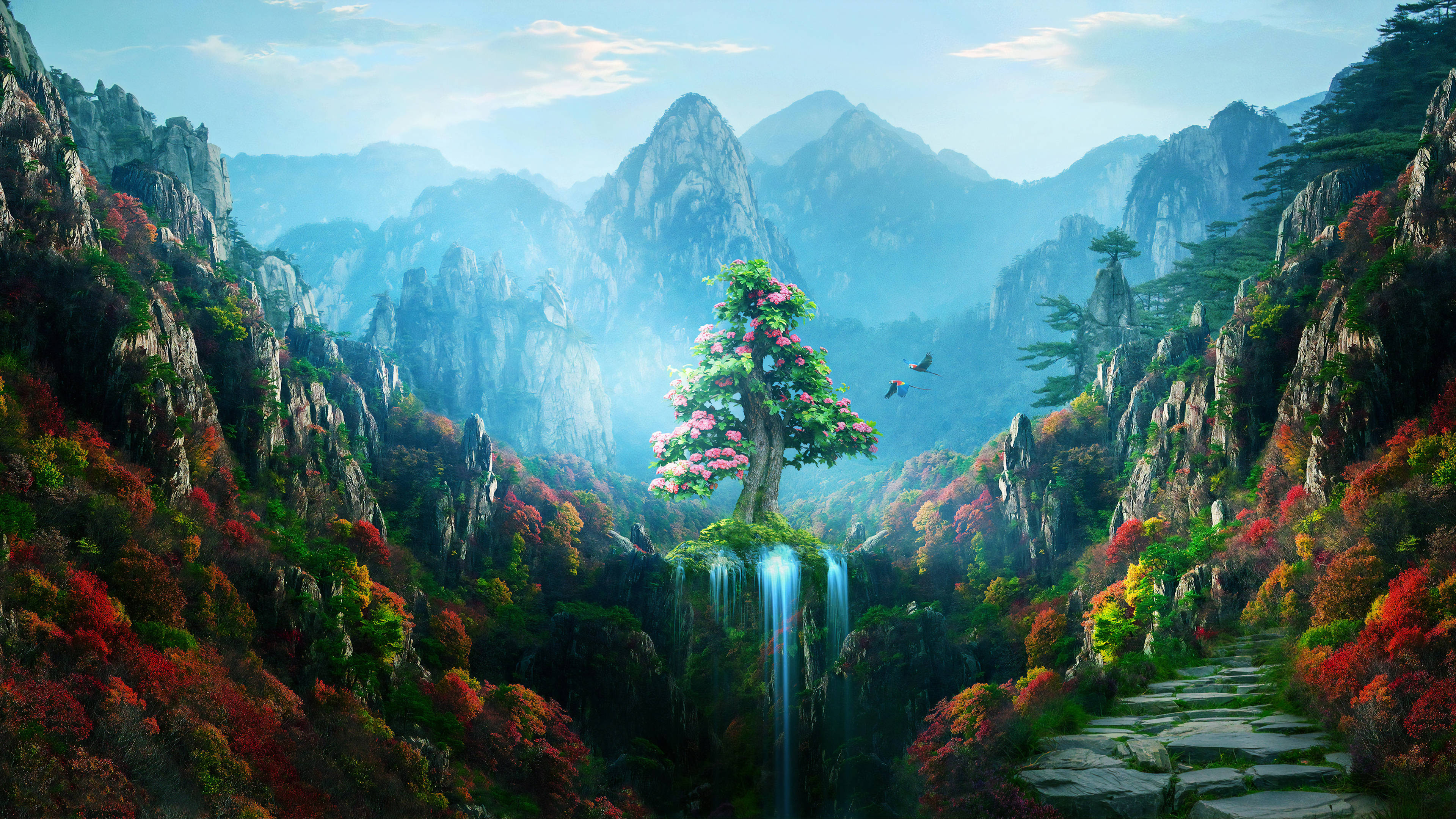Enchanted Spring Forest Art Background