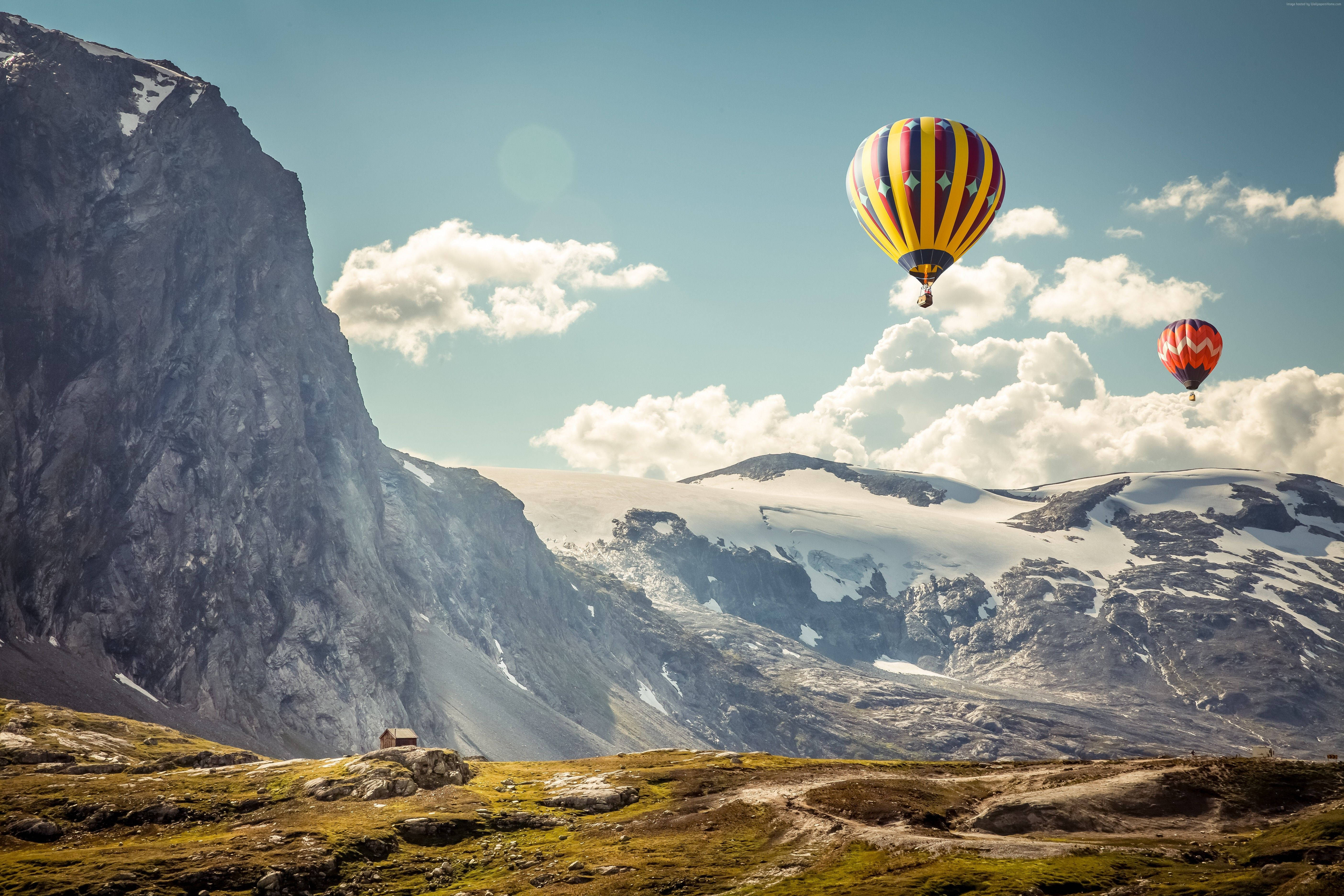 Enjoy The Beautiful Landscape Of The World From A Hot Air Balloon. Background