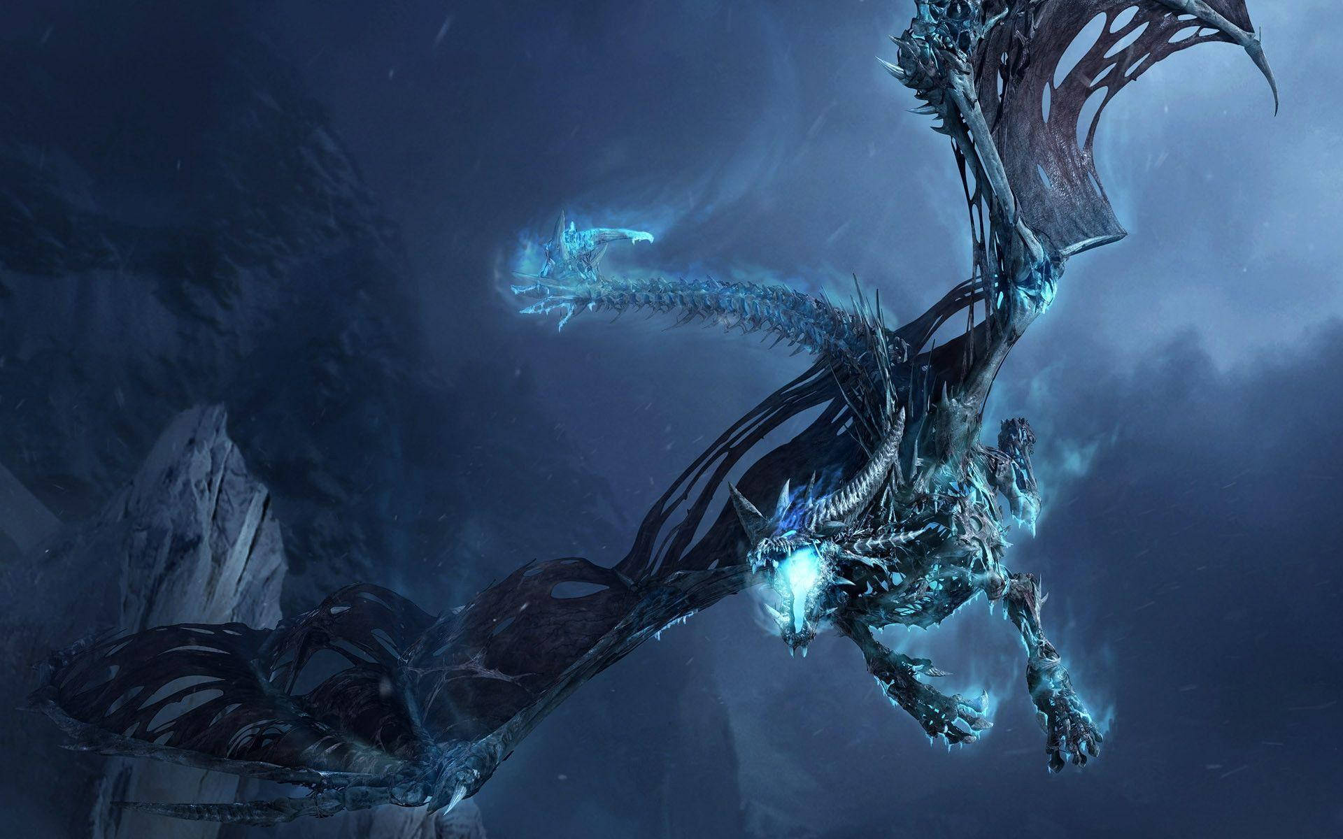 Epic Frozen Blue Dragon Background