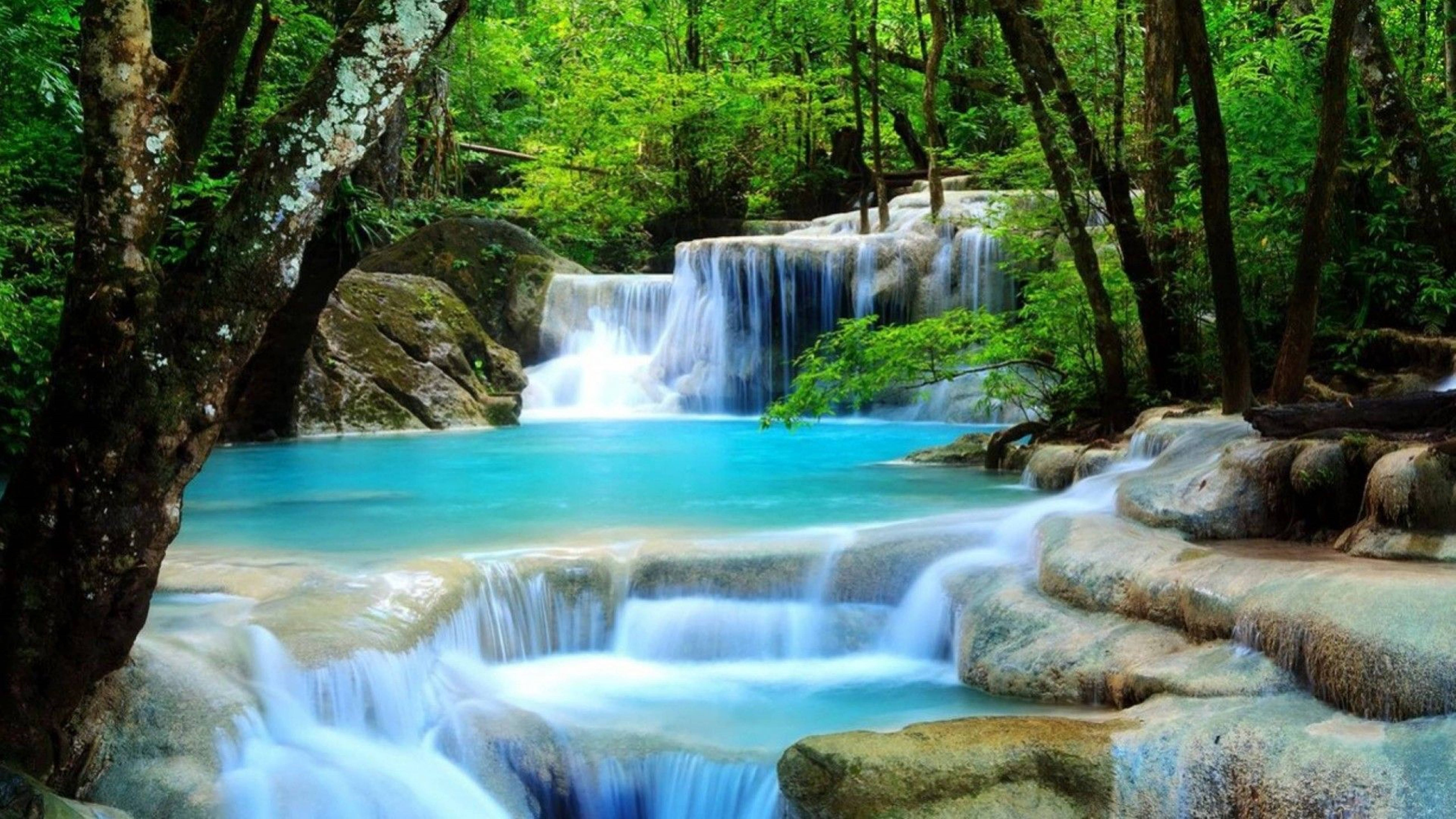 Красивое видео природы. Фотообои водопад Erawan. Плитвицкие озера. Пейзаж водопад. Живая природа водопады.