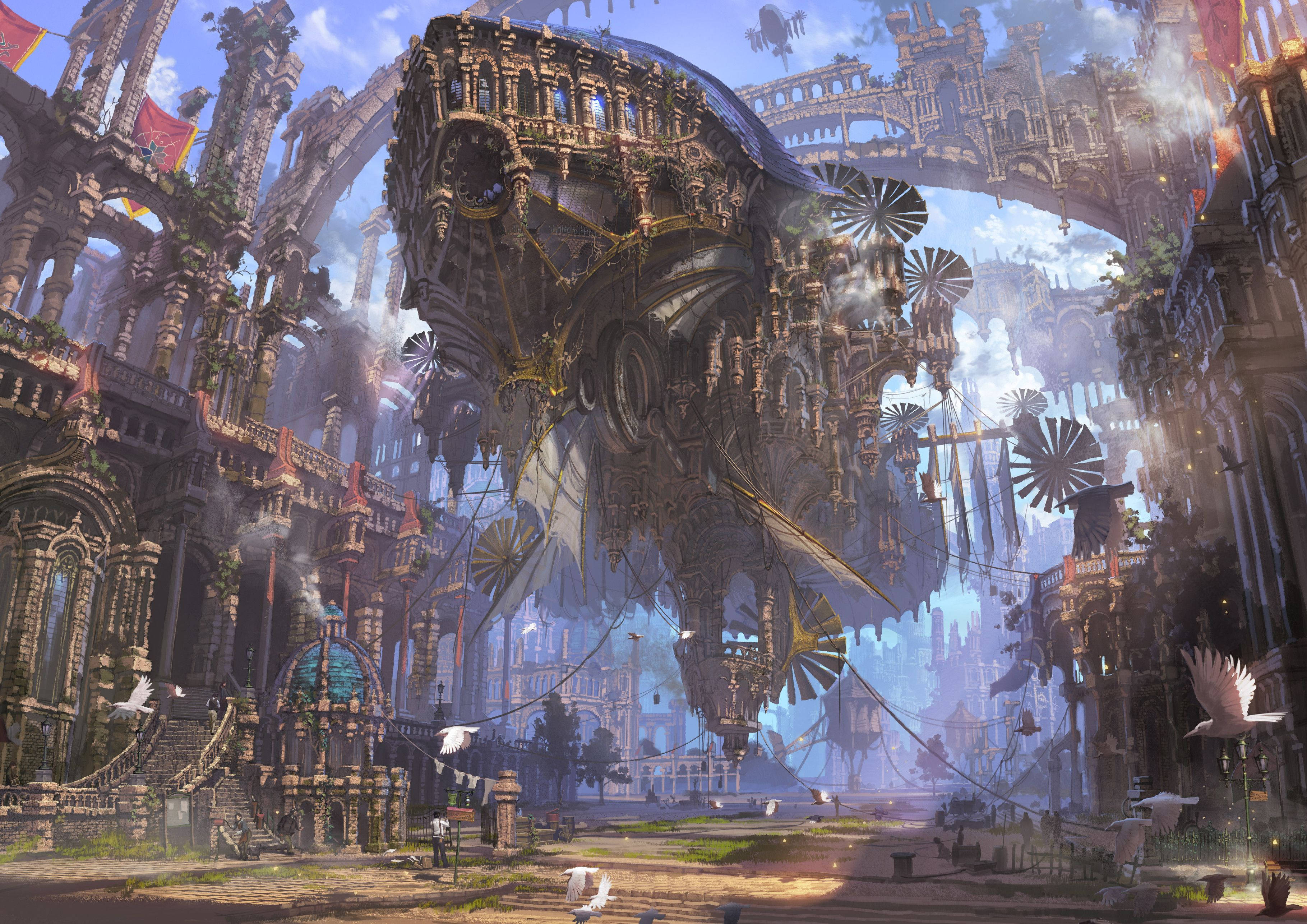 Fantasy Steampunk World Background