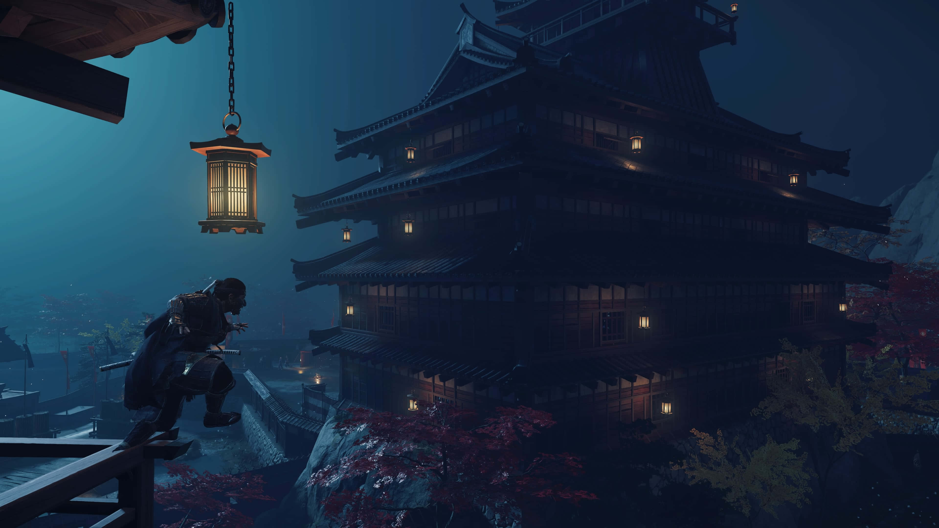 Download Samurai on Horseback in the Scenic Landscape of Feudal Japan ...