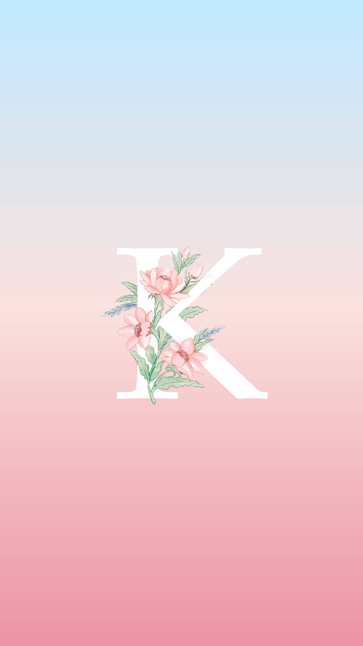 Download Floral Gradient K Alphabet Wallpaper 