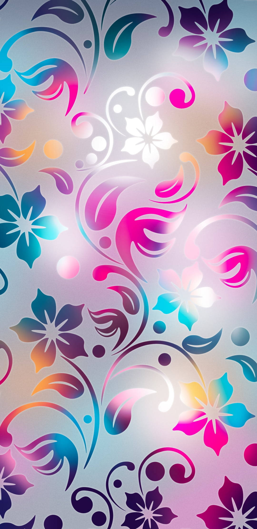 Download Floral Pattern Neon Phone Wallpaper 