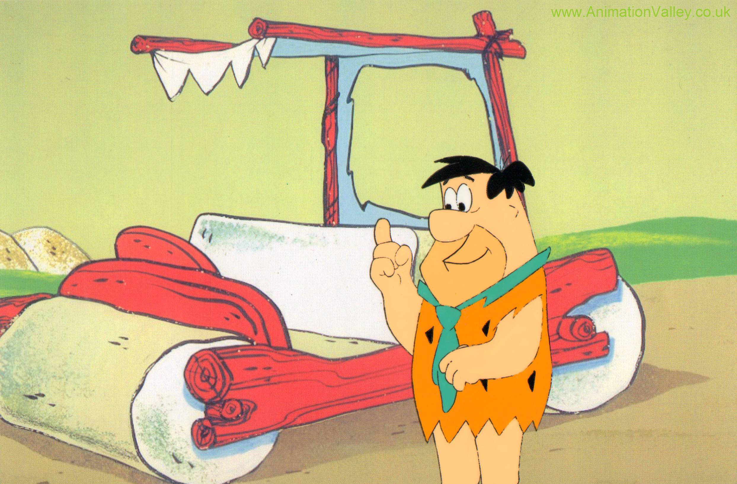 Download Fred Flintstone Flintmobile Cartoon Art Wallpaper 