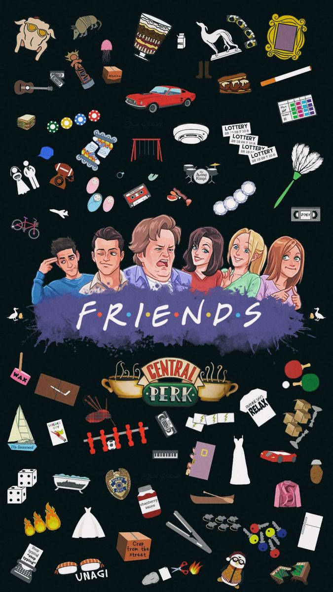 Download Friends Tv Show Stickers Collage Wallpaper 