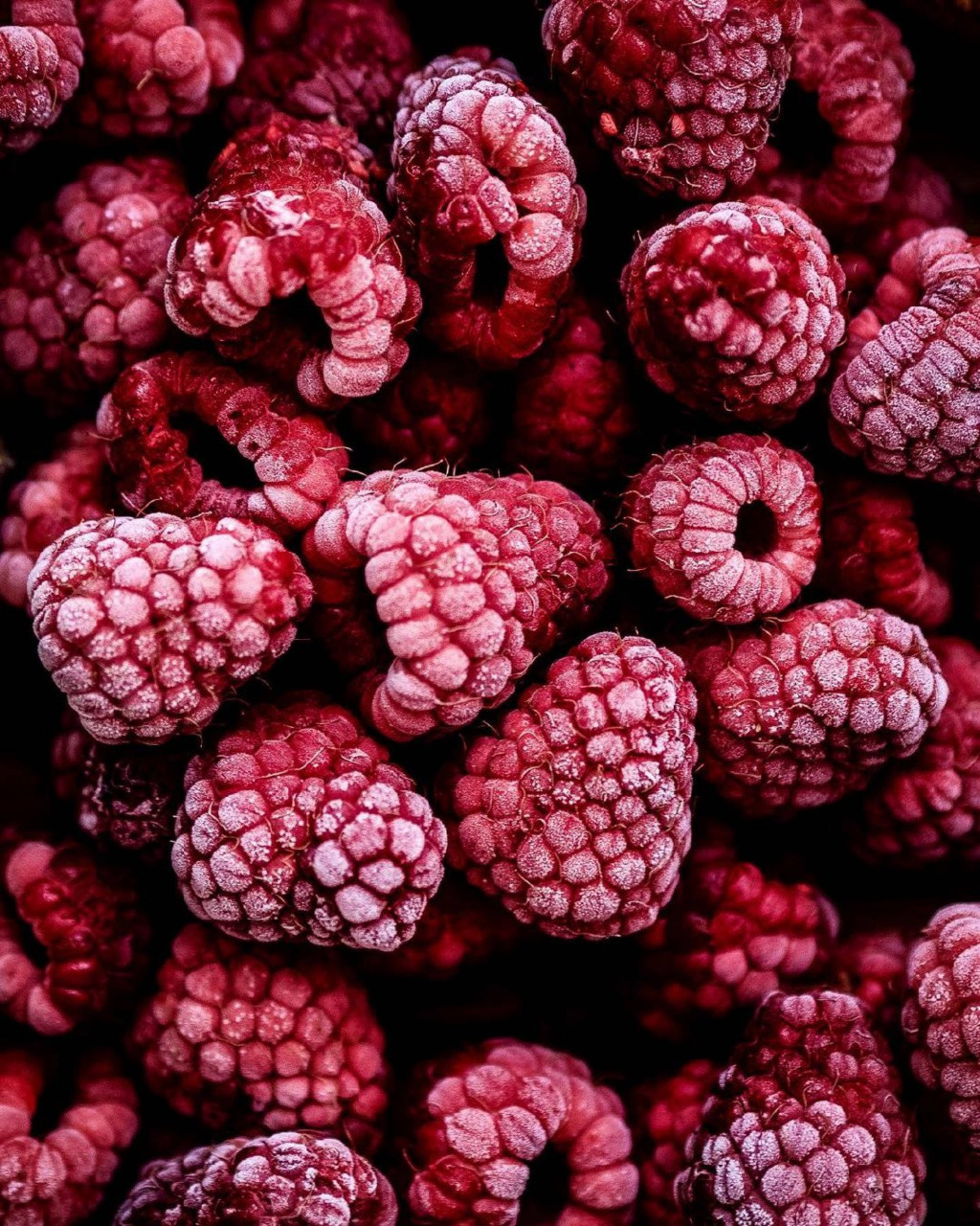 Frozen Raspberry Fruit Background