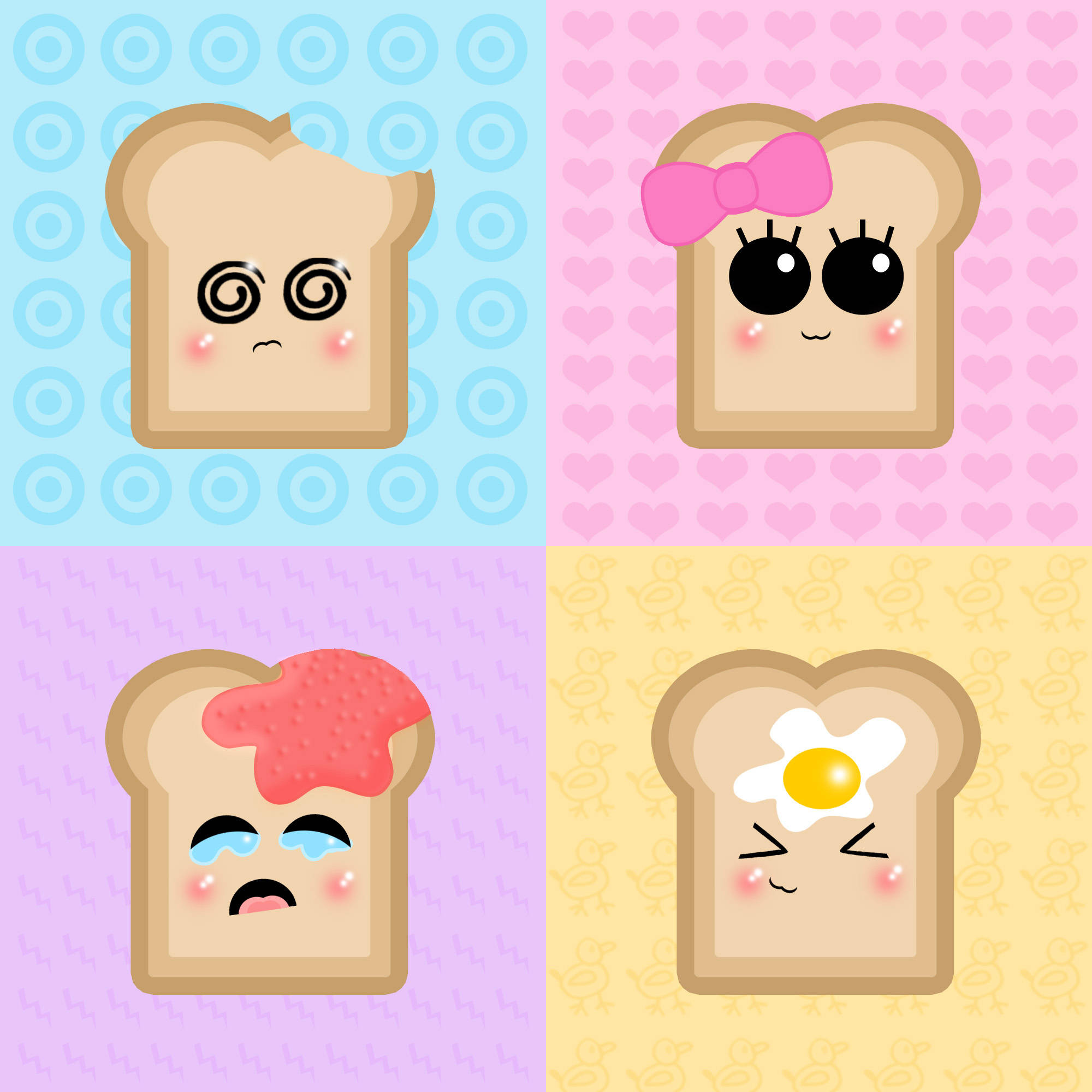 Download Funny Bread Faces Aesthetic Wallpaper 