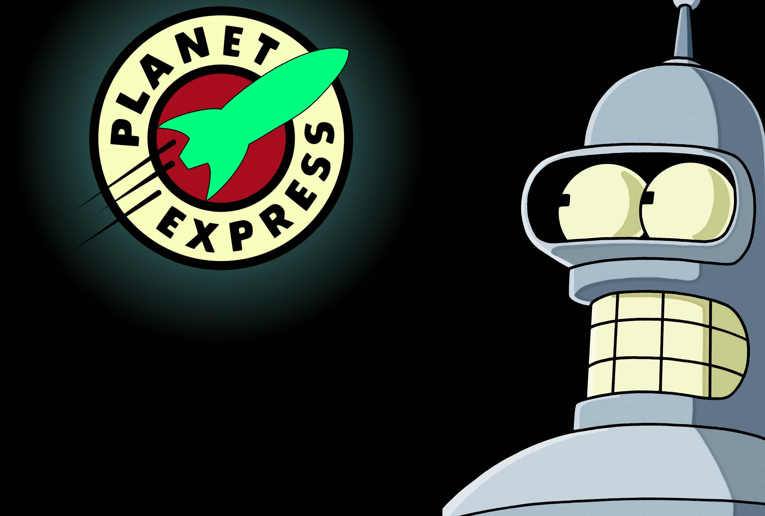 Futurama Bender And Planet Express Logo Background