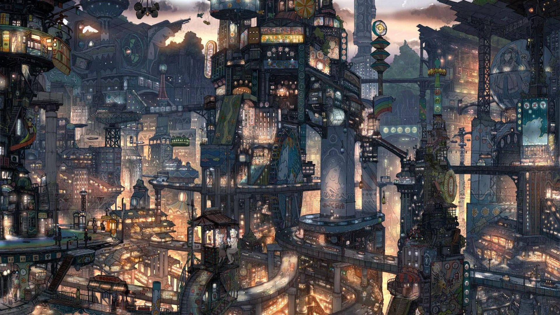 Futuristic Anime City Background
