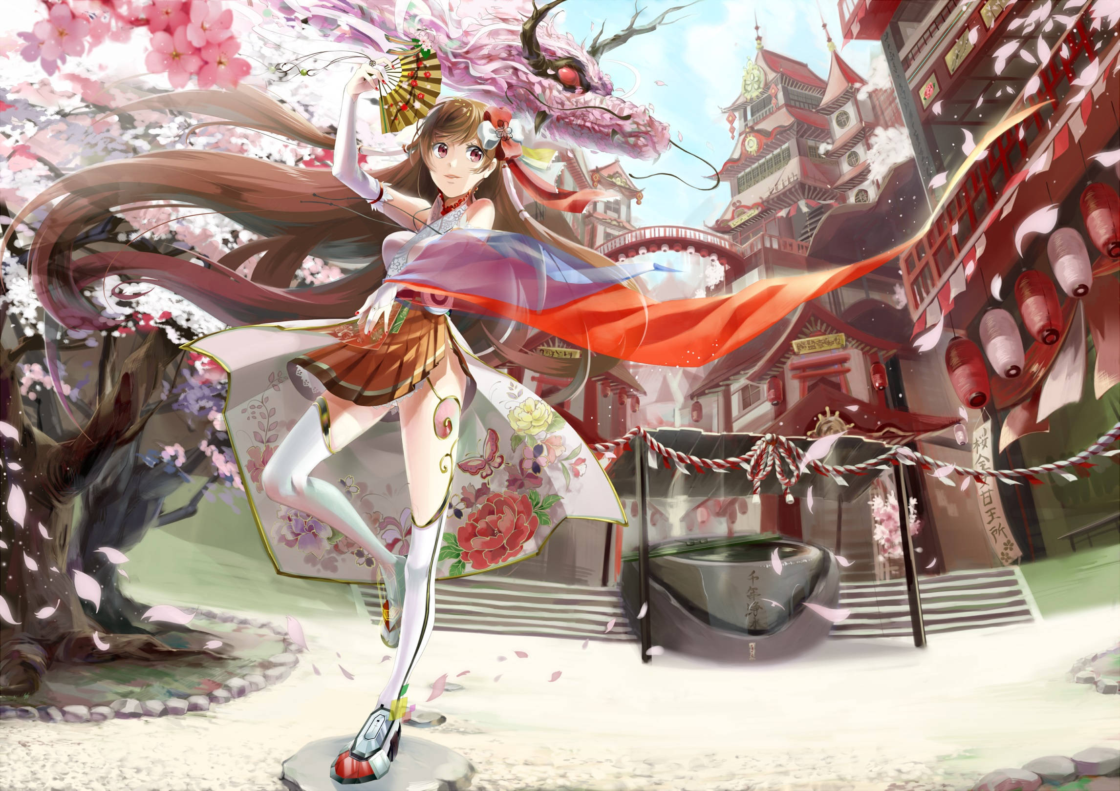 Geisha Girl Anime City Background