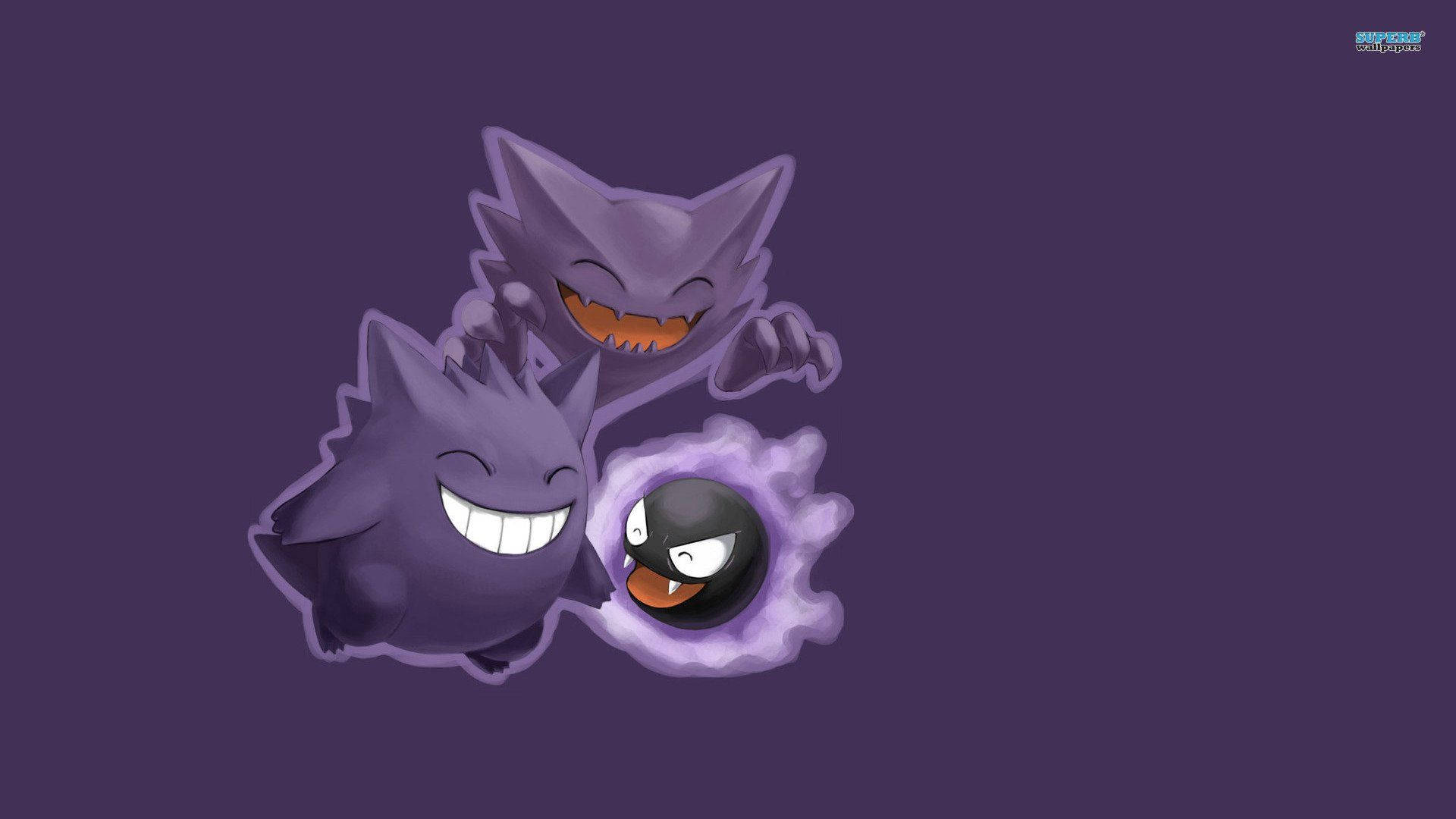 Gengar With Haunter And Gastly Background