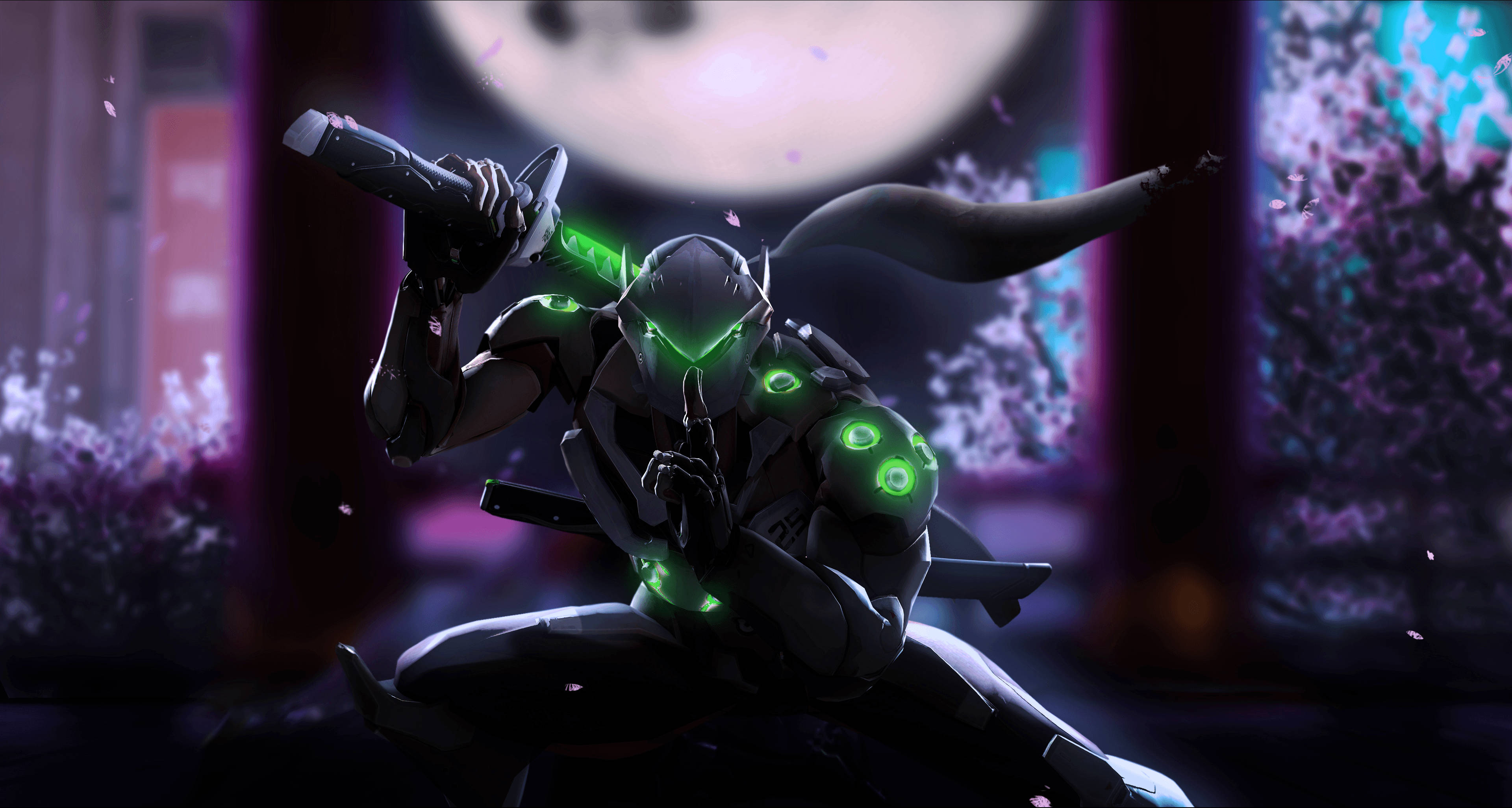 Genji Cyborg Ninja Overwatch Background