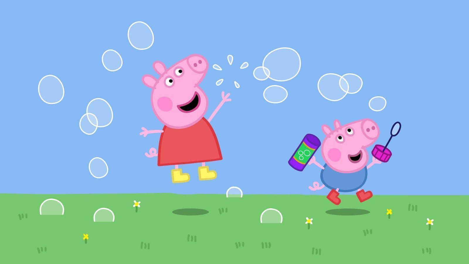 George And Peppa Pig Bubbles Background