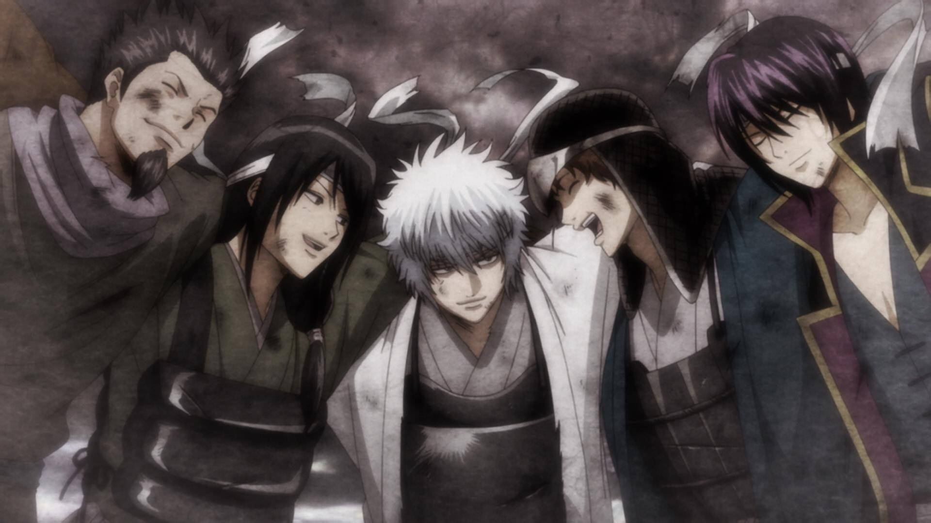 Gintama Characters In Brotherly Hug Background