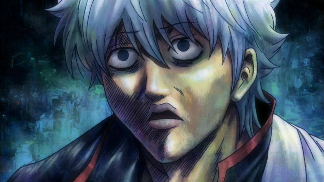 Gintama Gintoki With Dreadful Face Background