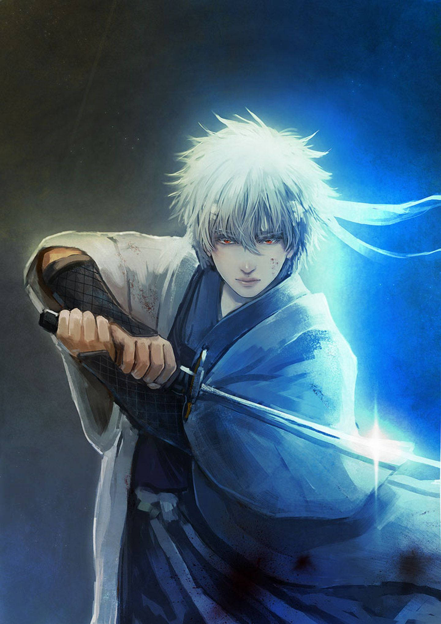 Gintama Gintoki With Sword Fanart Background