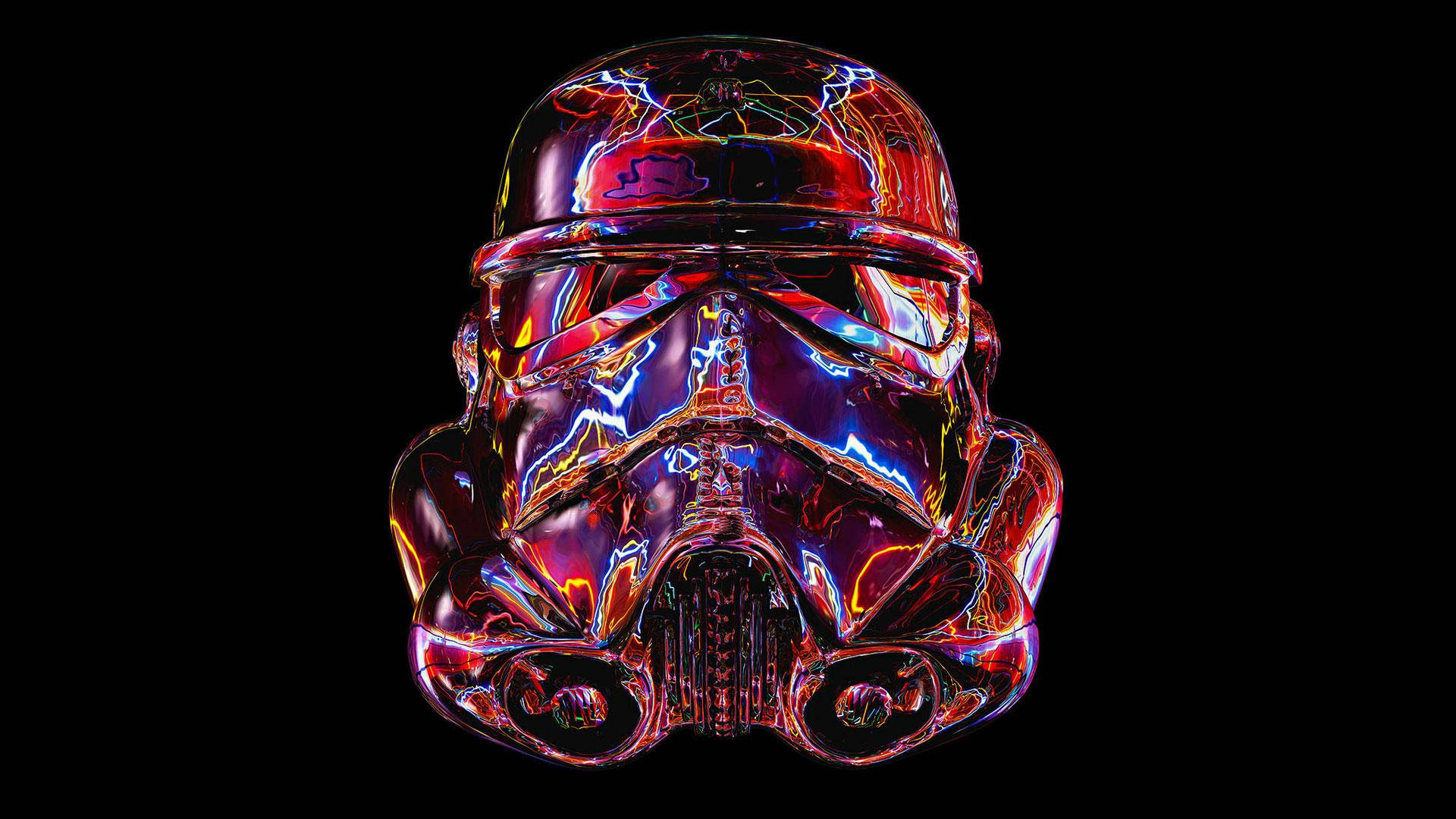 Glossy Colored Stormtrooper Helmet Background