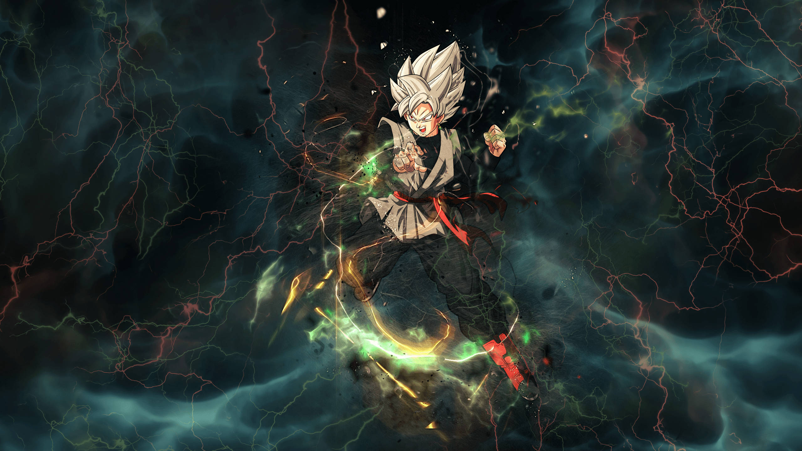 Goku Black Surrounded By Lightning Background
