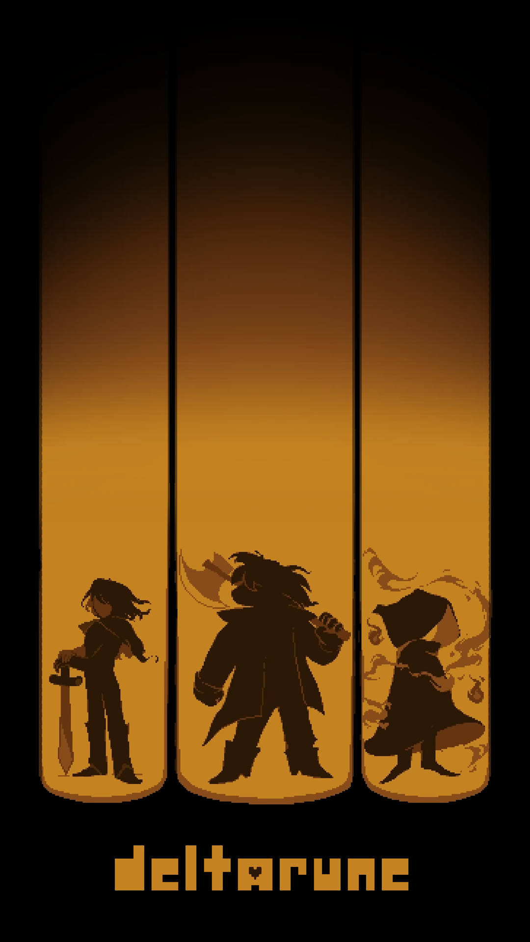 Gold Deltarune Characters Silhouettes Background