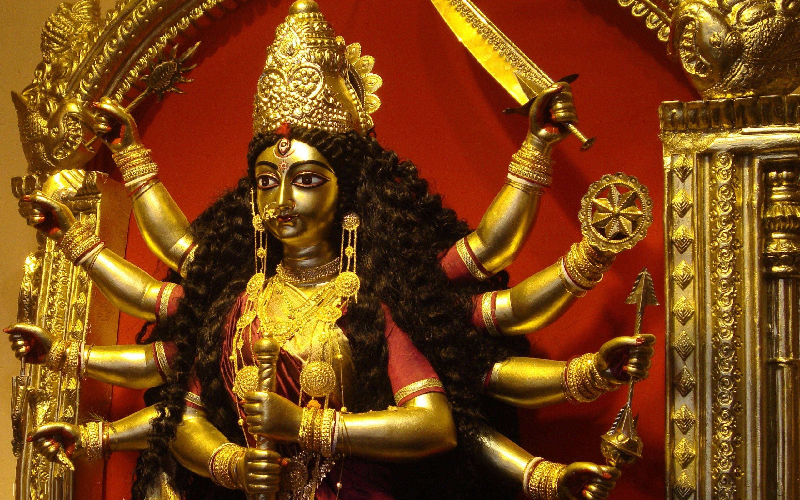 Download Gold Maa Durga Hindu Goddess Wallpaper 