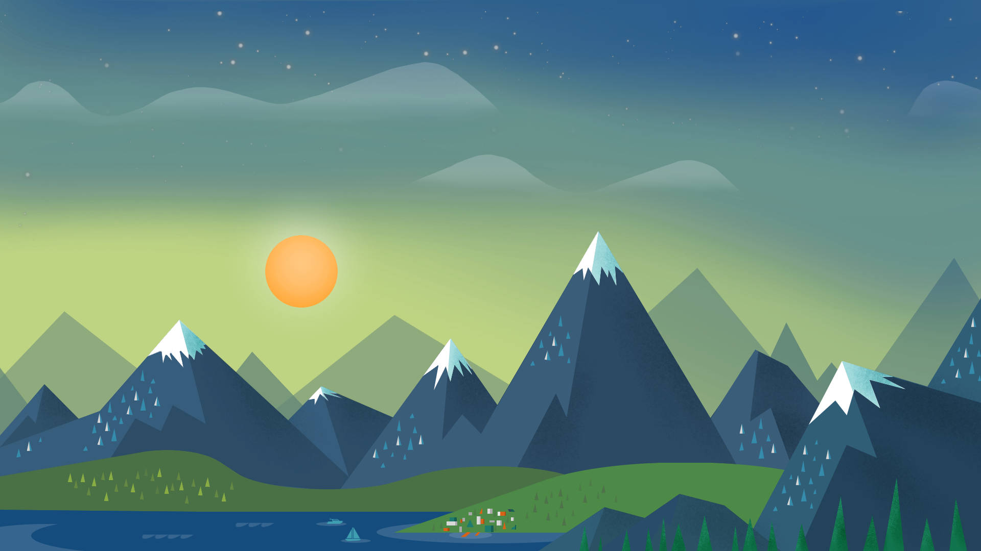 Google Sunset Mountains Chrome Theme Background