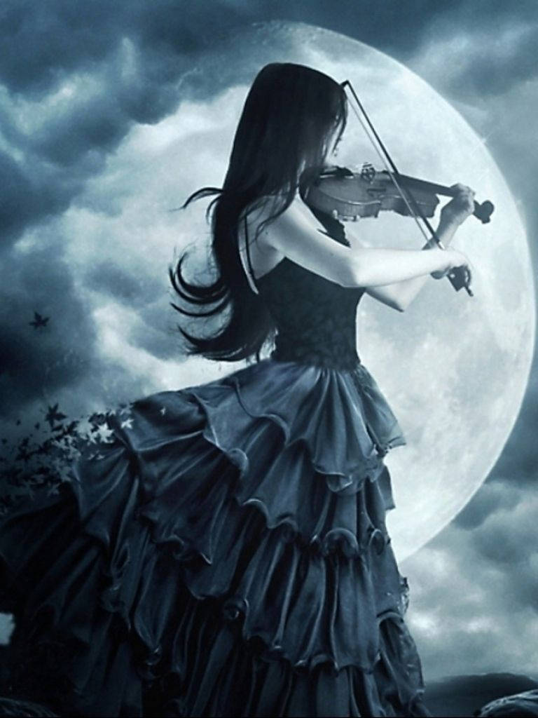Gothic Girl Playing Violin Background