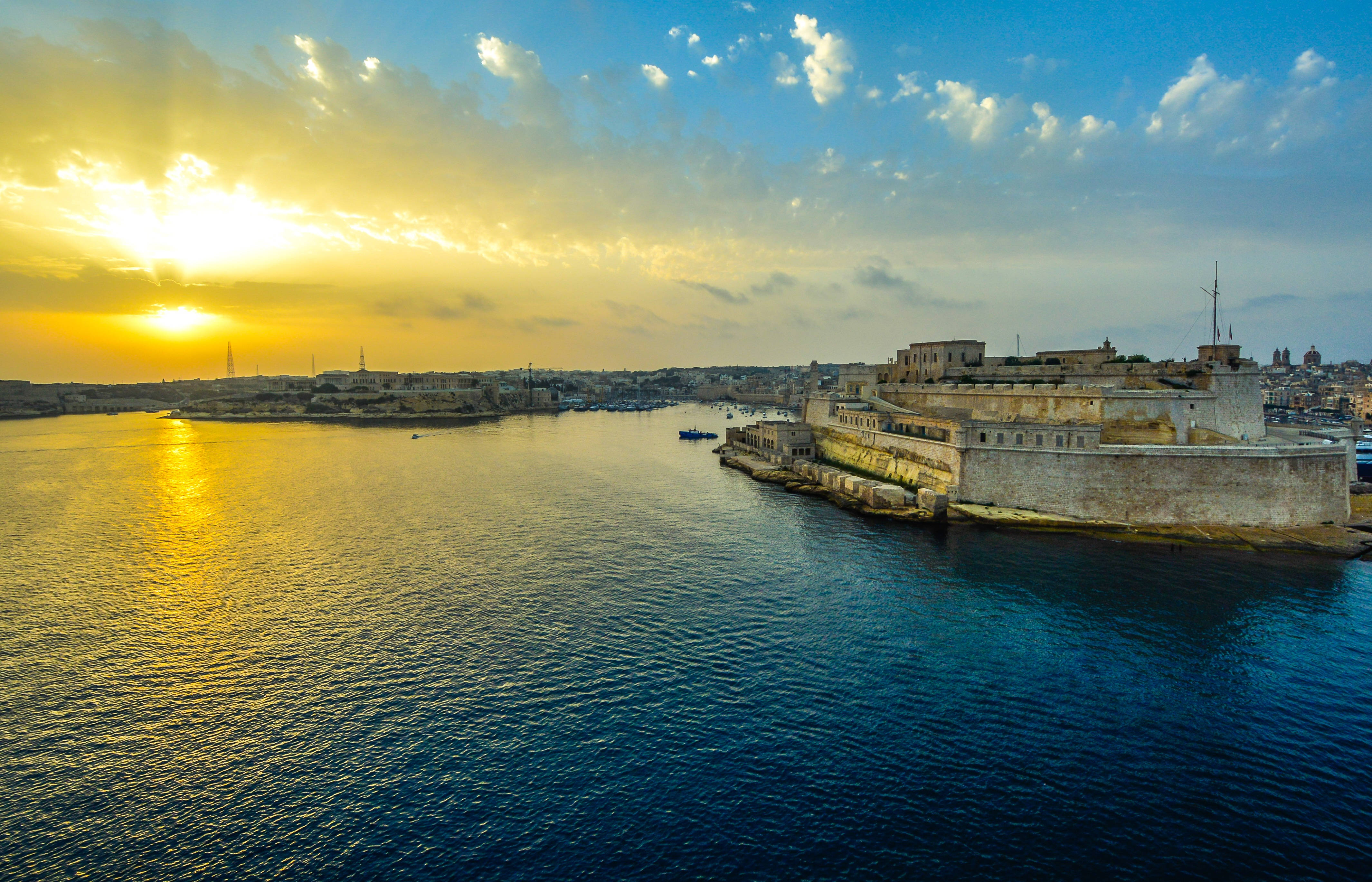 Grand Harbour Malta Sunrise Background