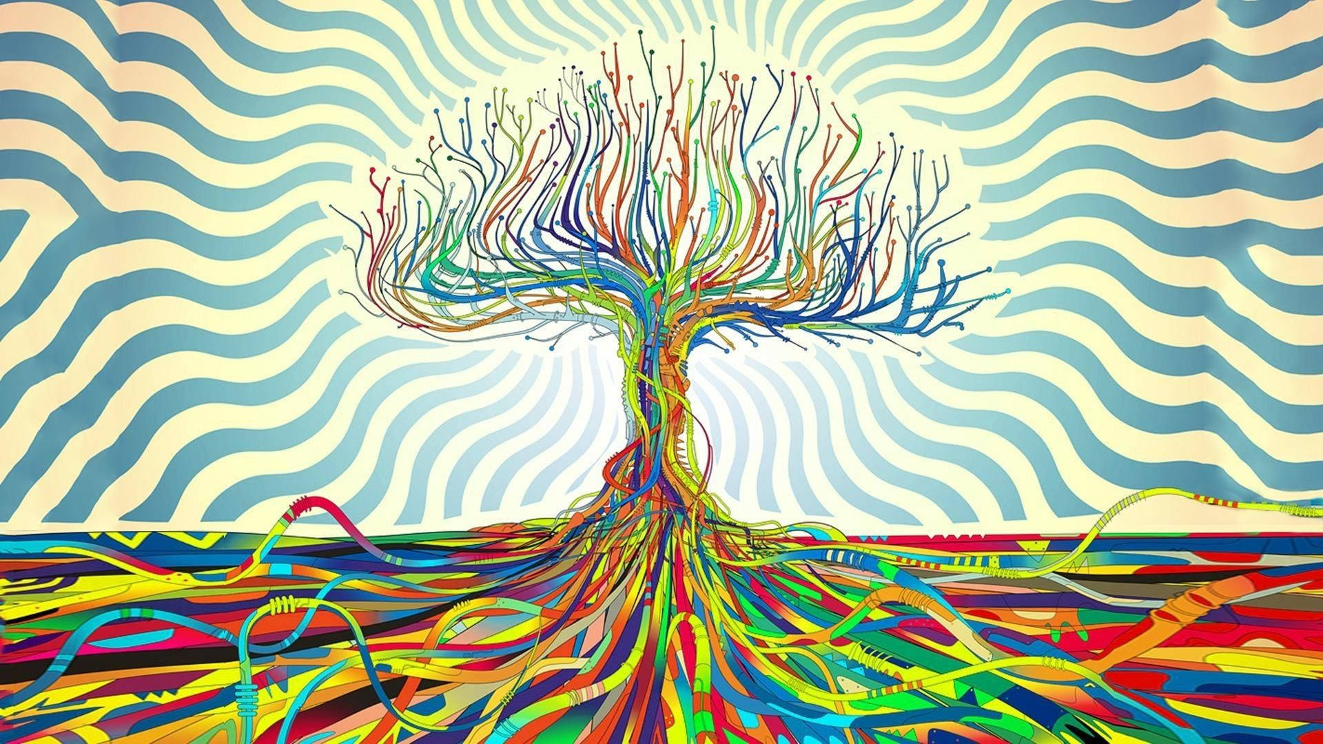 Grateful Dead Multicolored Tree Background