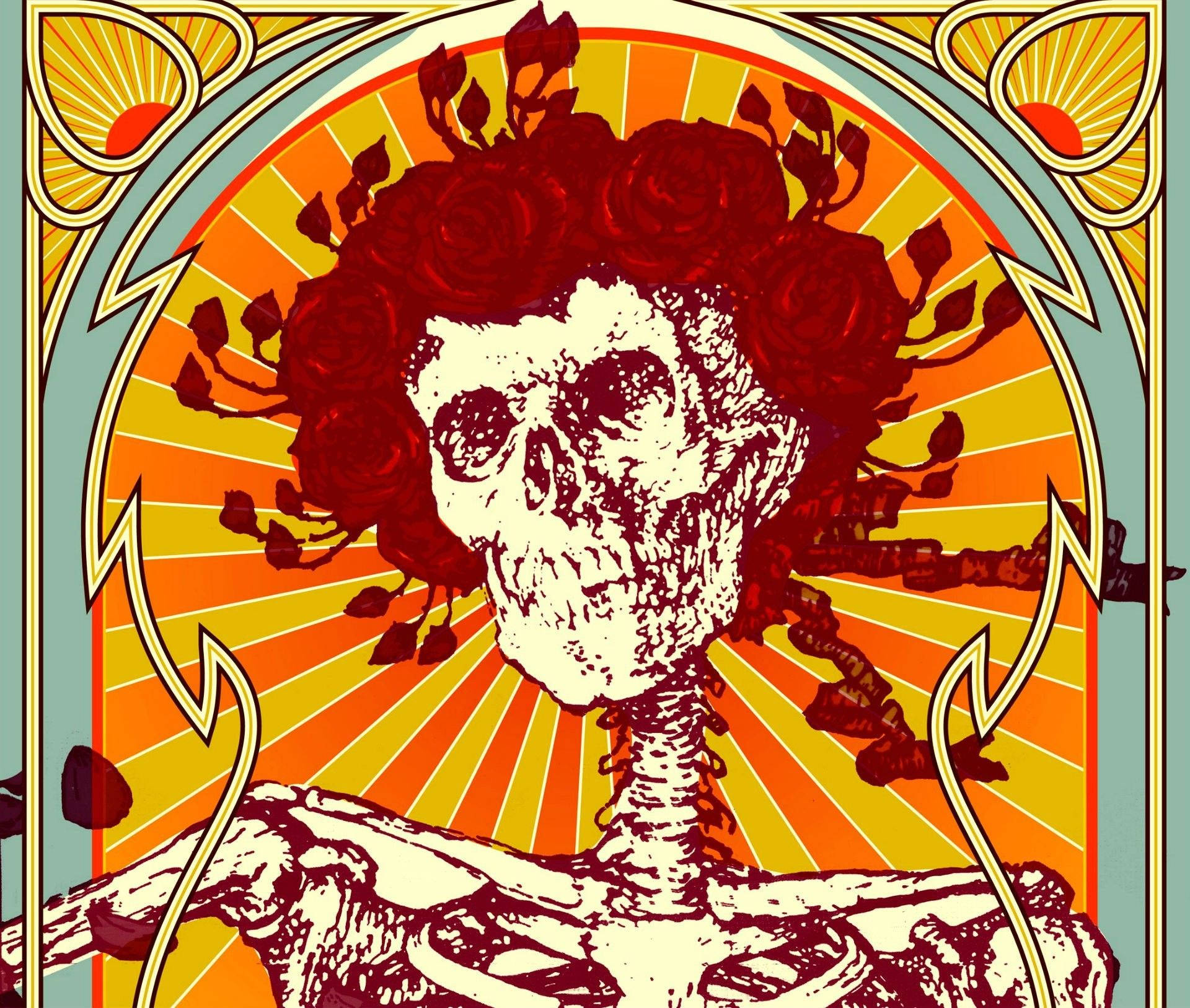Grateful Dead Skeleton Vintage Art Background