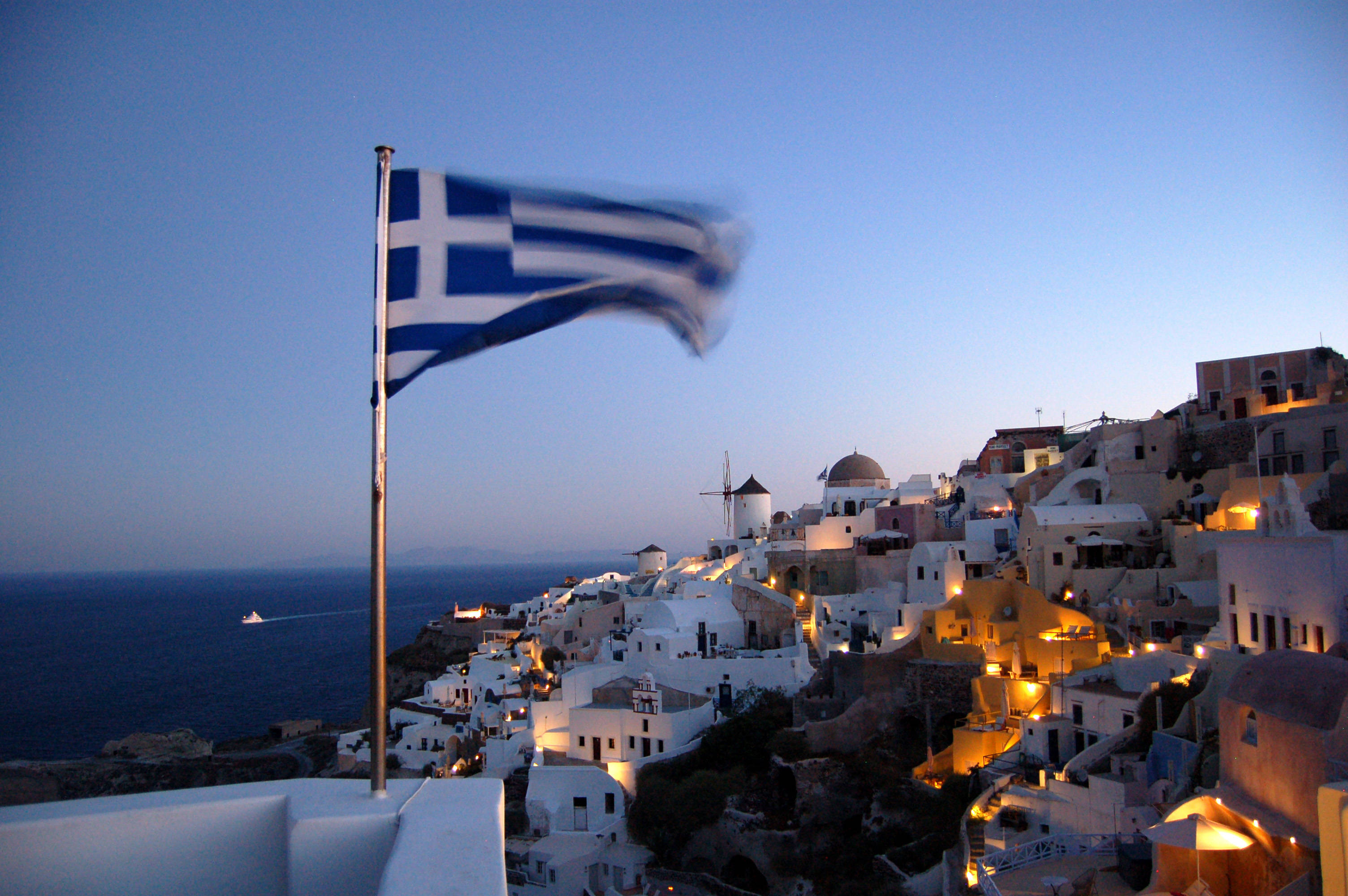 Greek Flag In Greece Background