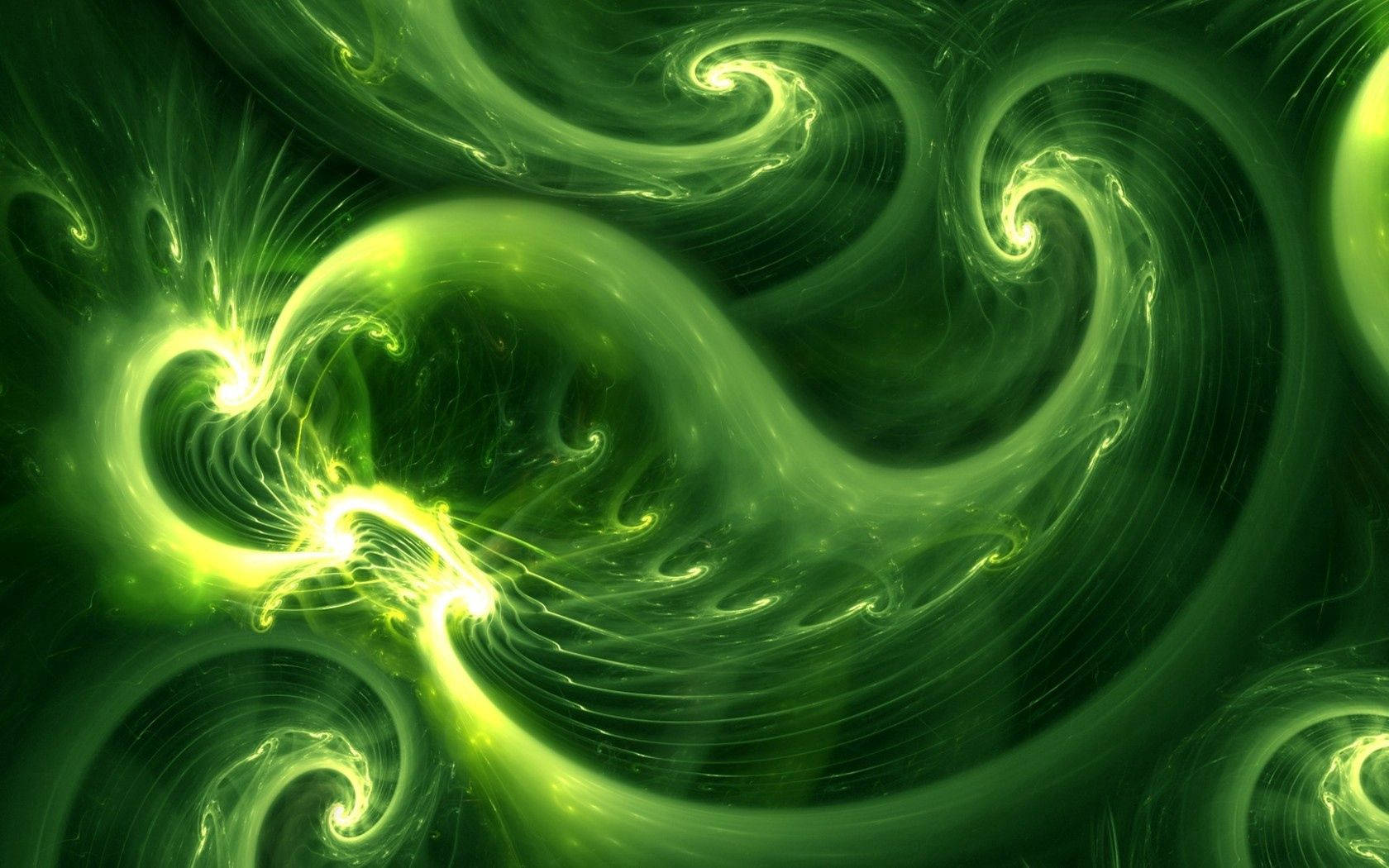 Green Abstract Curls Background