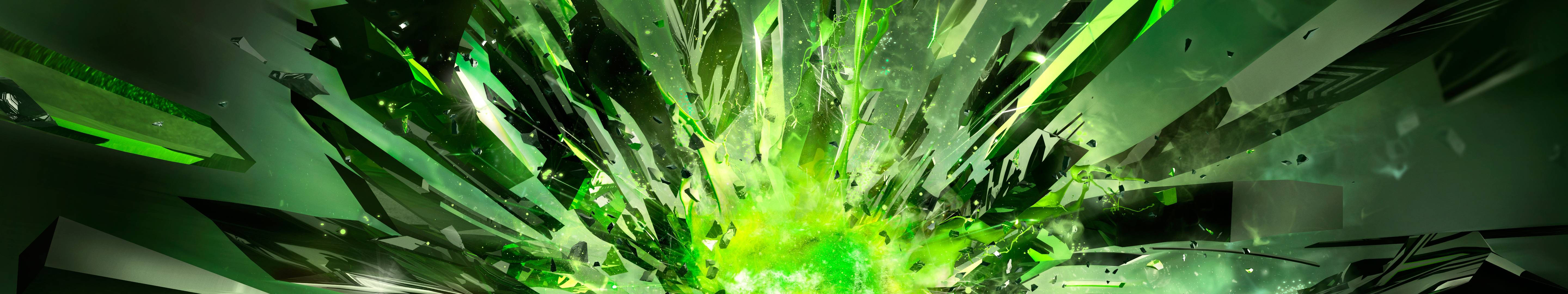 Green Crystals Explosion Background