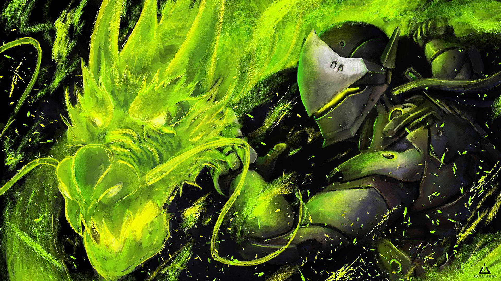 Green Dragon Unleashed Genji Hd Background