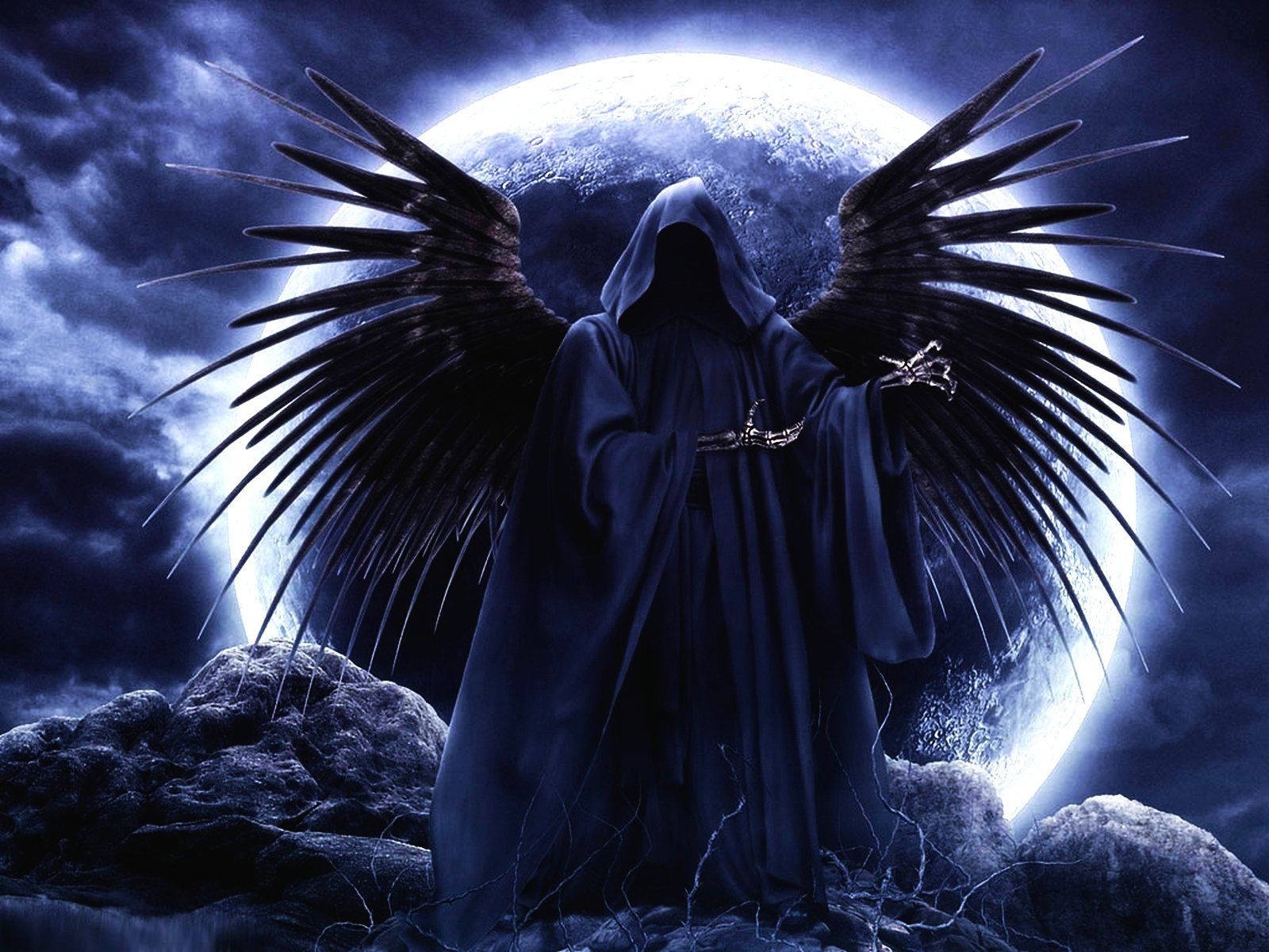 Grim Reaper Black Wings Background