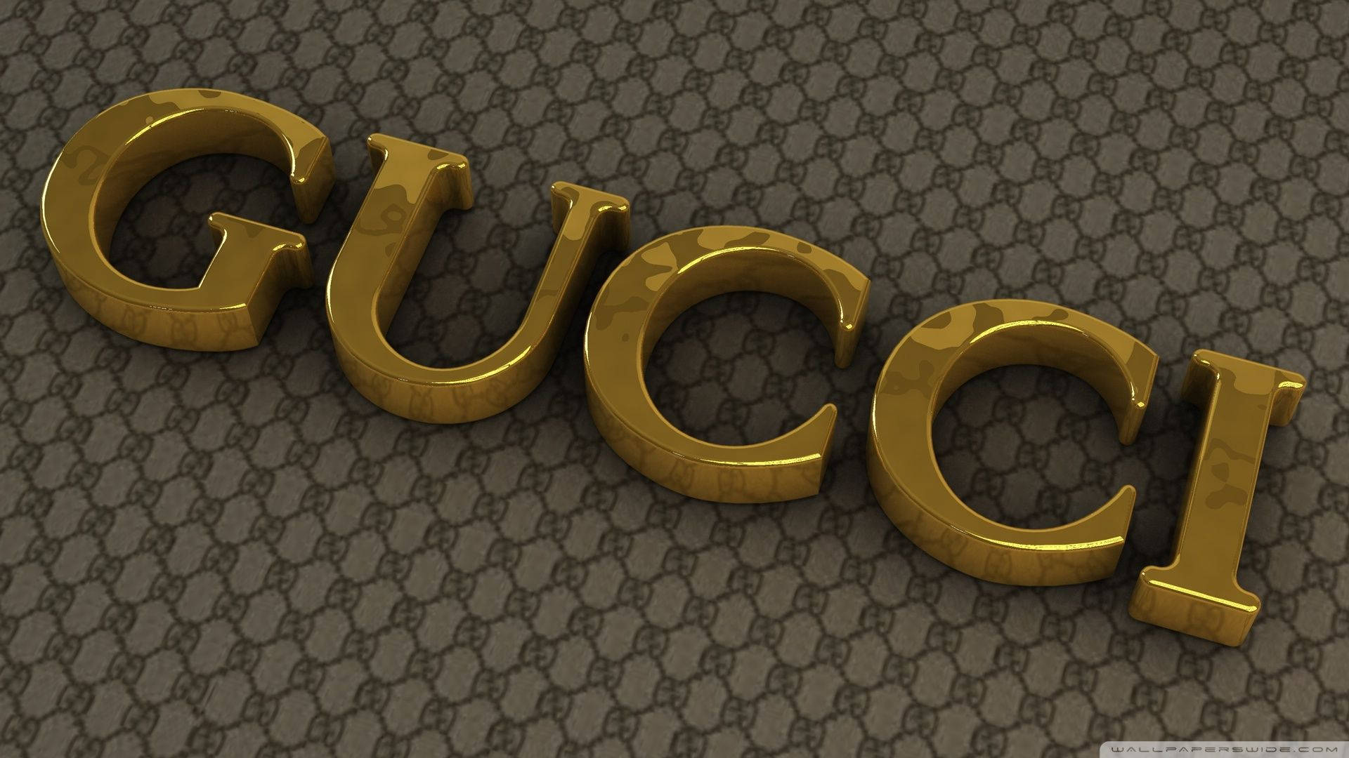 Gucci Logo In Gold On A Black Background Background