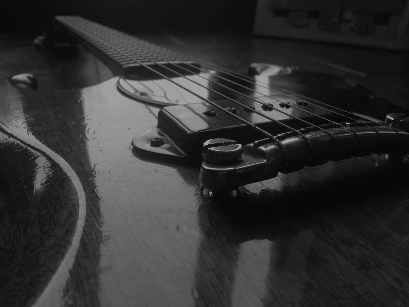 Download Black And White Electric Guitar Aesthetic Wallpaper