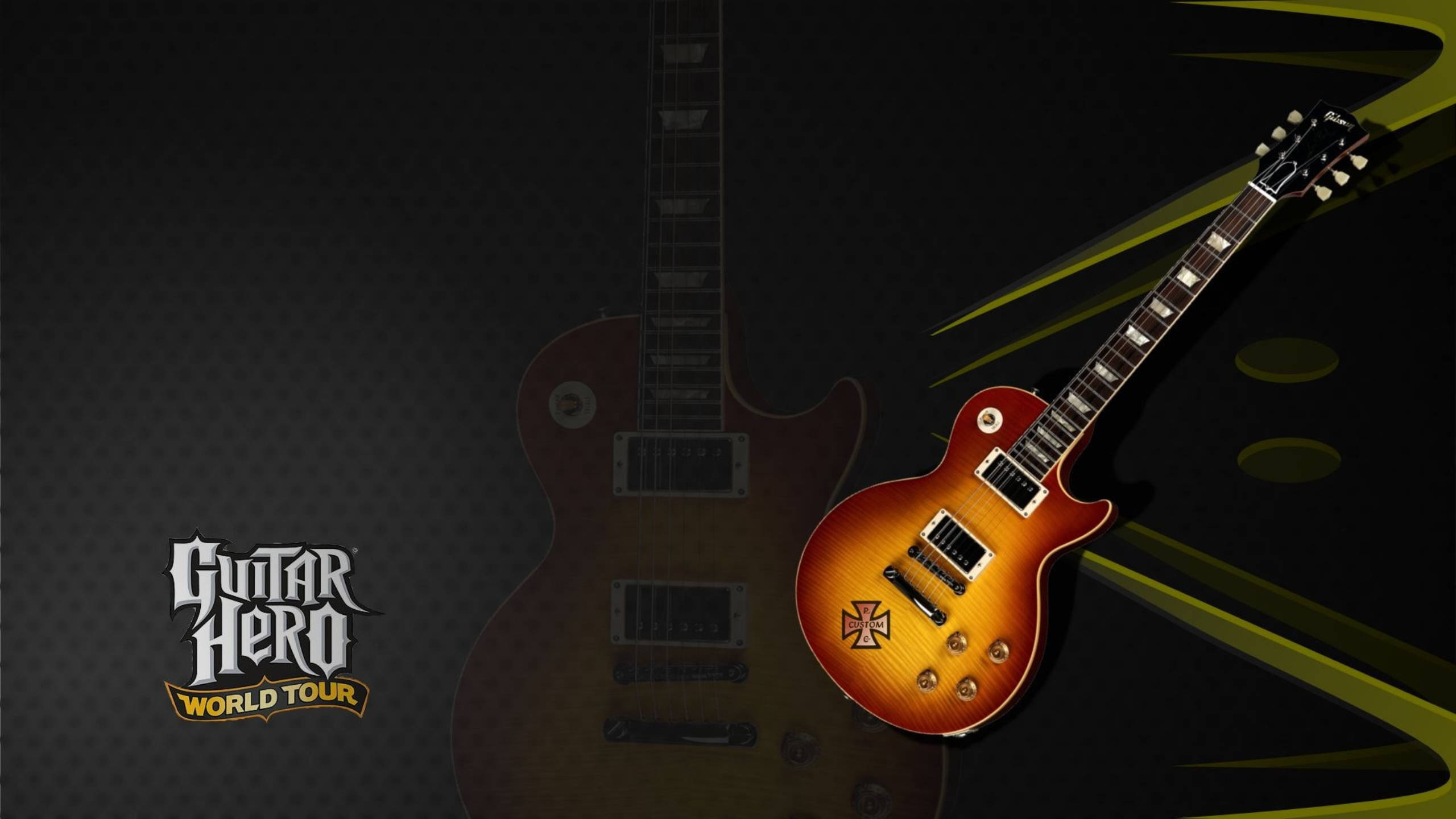 Игра на рок гитаре. Les Paul Guitar Hero 3. Guitar Hero World Tour гитаристы. Гитара для гитар Хиро. Гитара обои.
