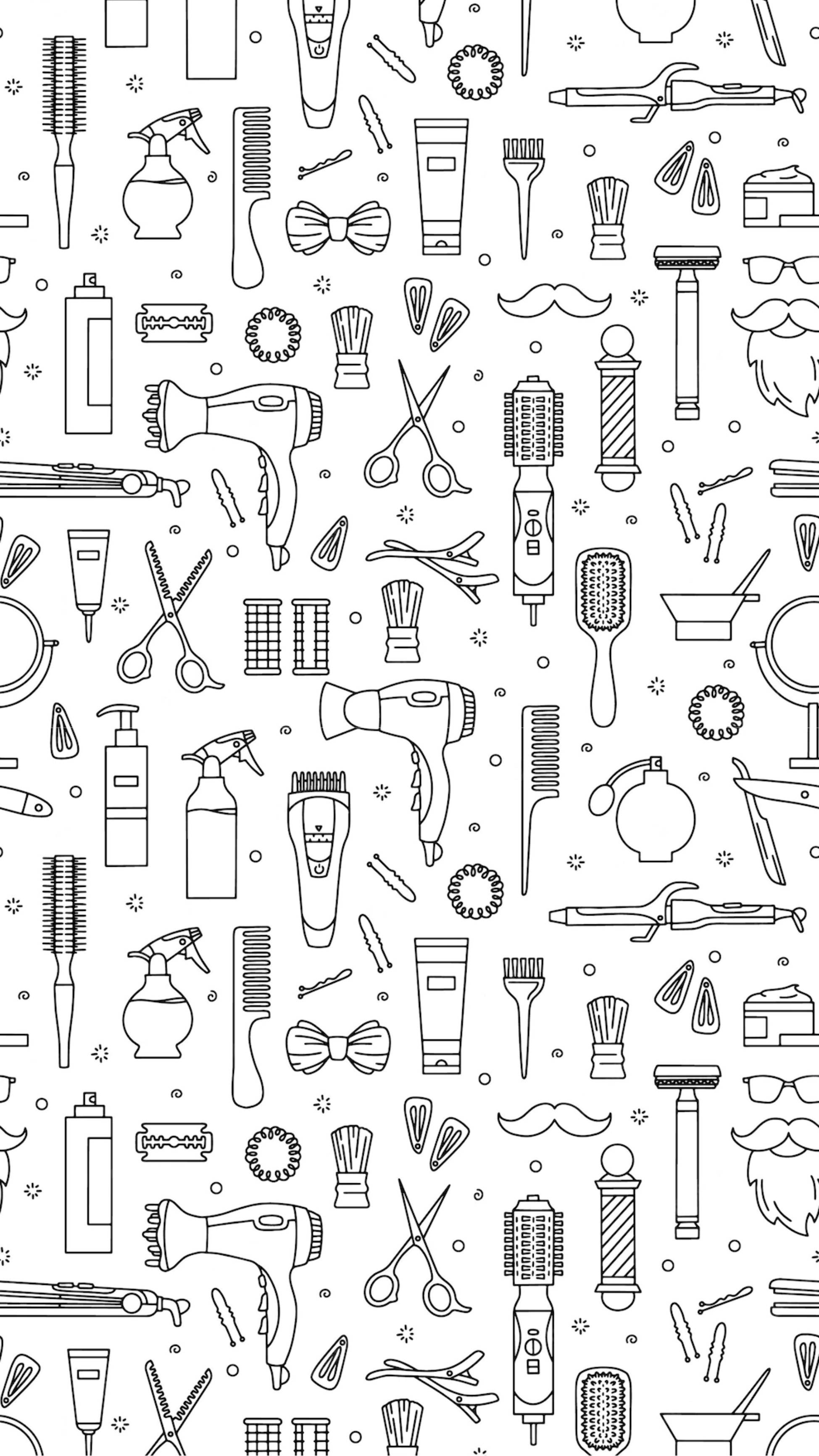 Download Hair Salon Beauty Tools Doodle Sticker Wallpaper | Wallpapers.com