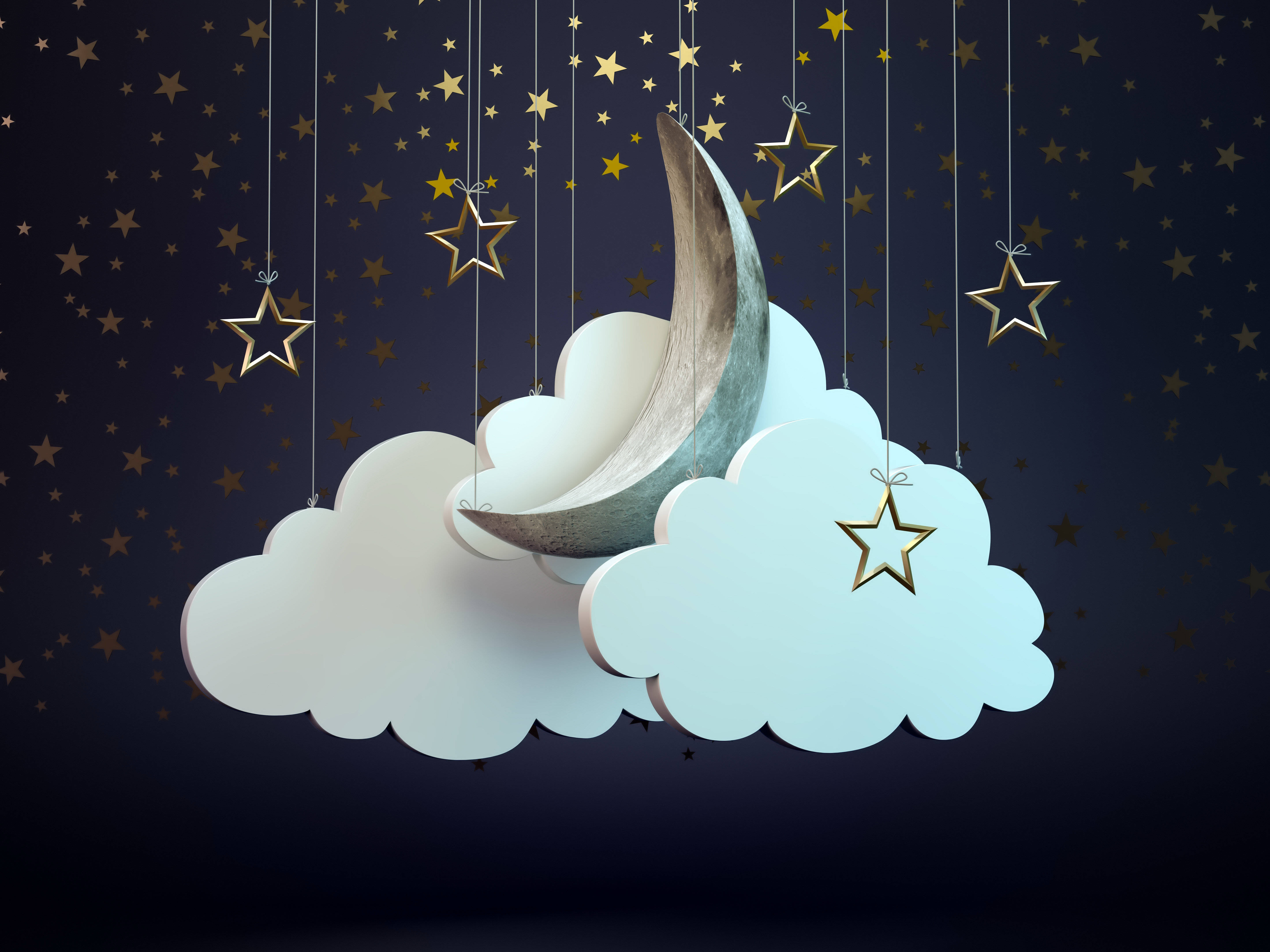 Download Hanging Moon And Stars Wallpaper 