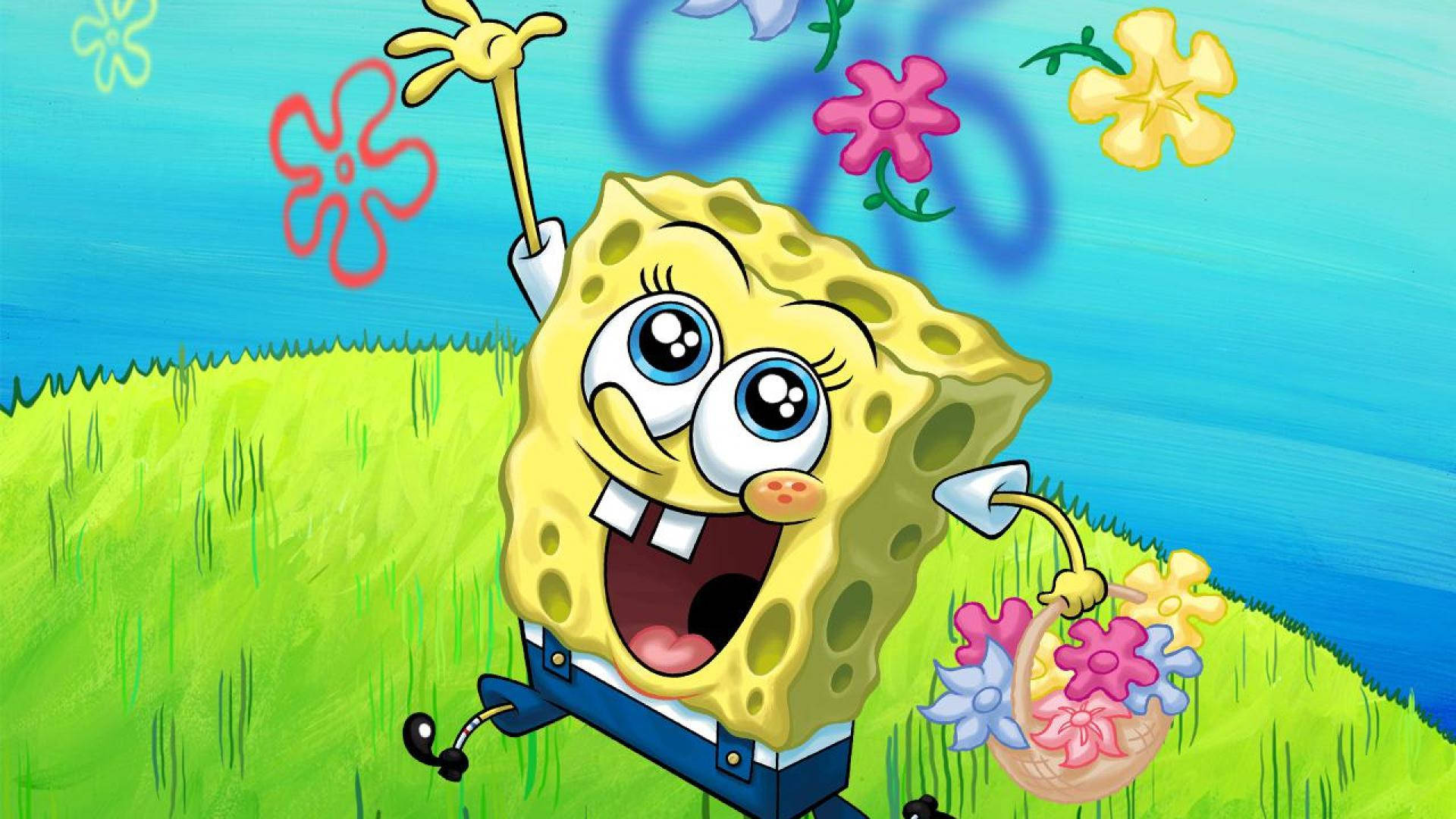 Happy Face Of Spongebob Background