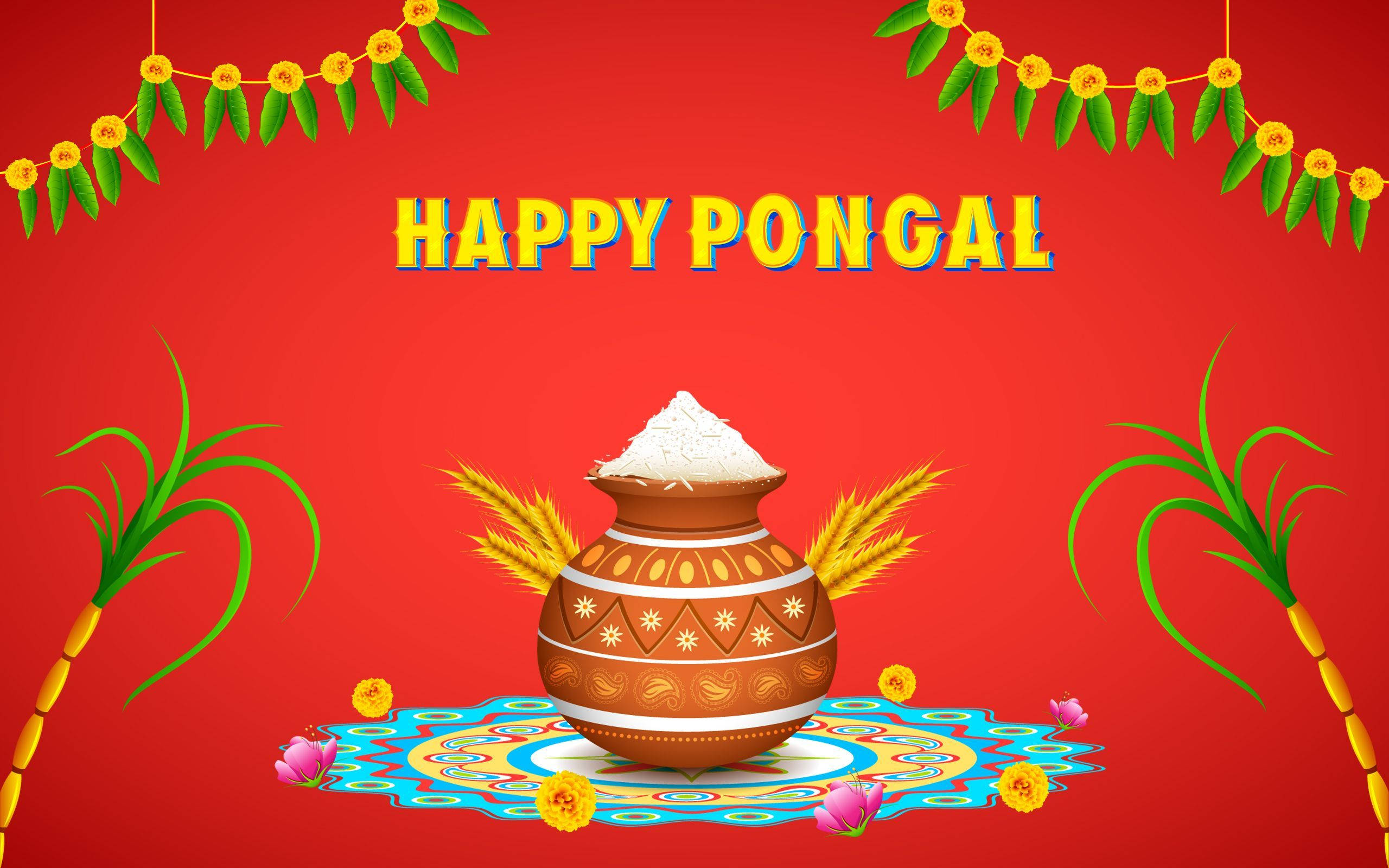Download Happy Pongal Festive Banner Wallpaper 