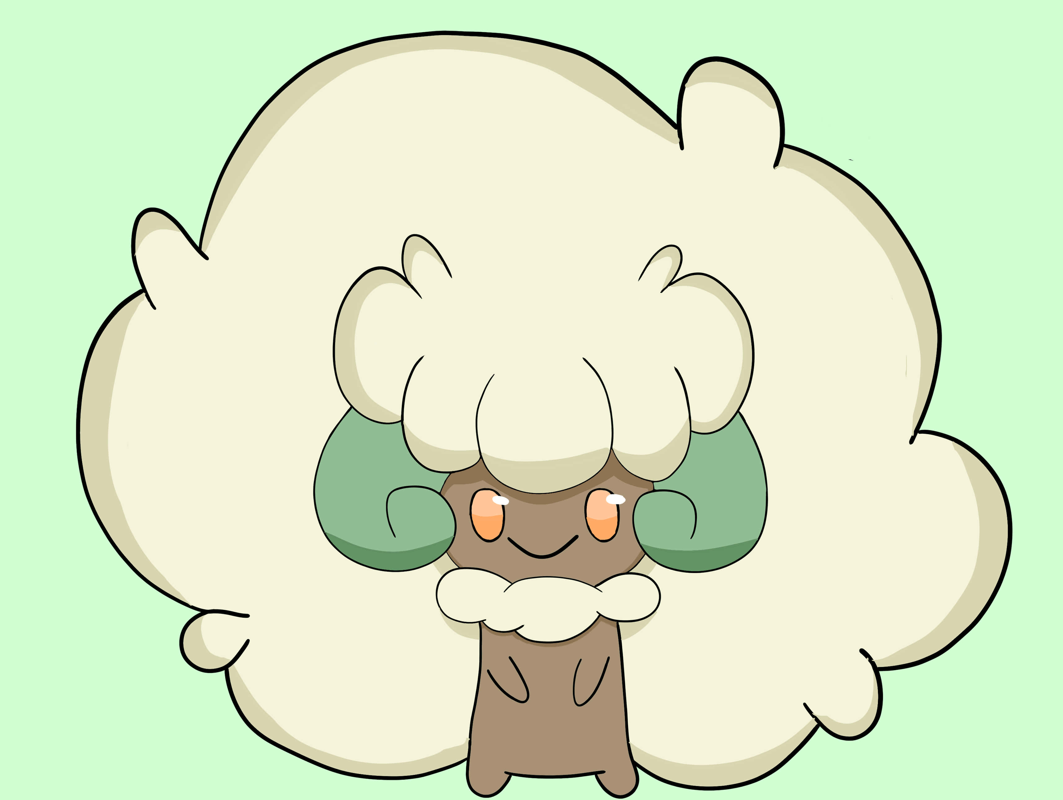 Download Happy Whimsicott Green Background Wallpaper | Wallpapers.com