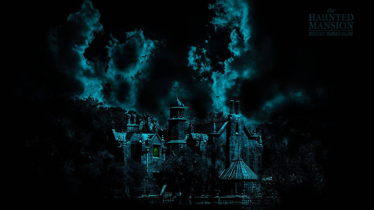 Haunted Mansion Under Black Sky Background