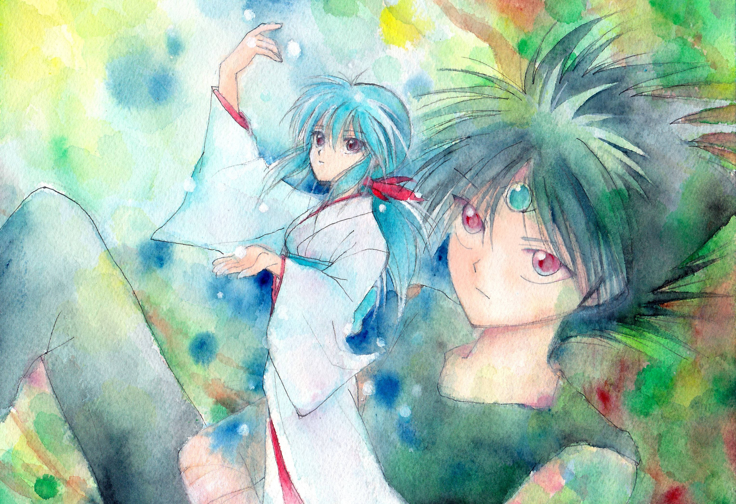 Hiei And Yukina Of Yuyu Hakusho Background
