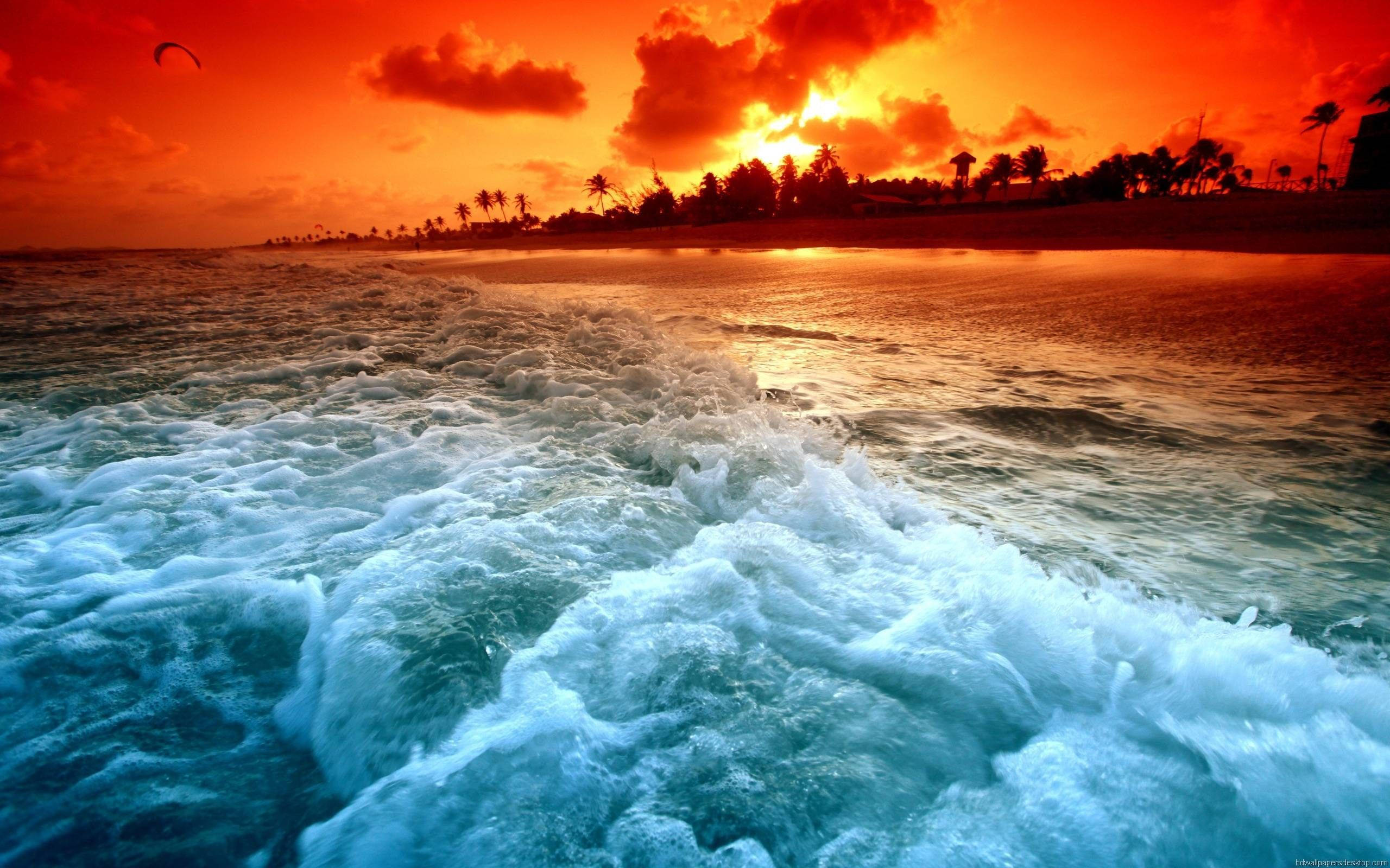 Download High Resolution Sunset At Beach Wallpaper 